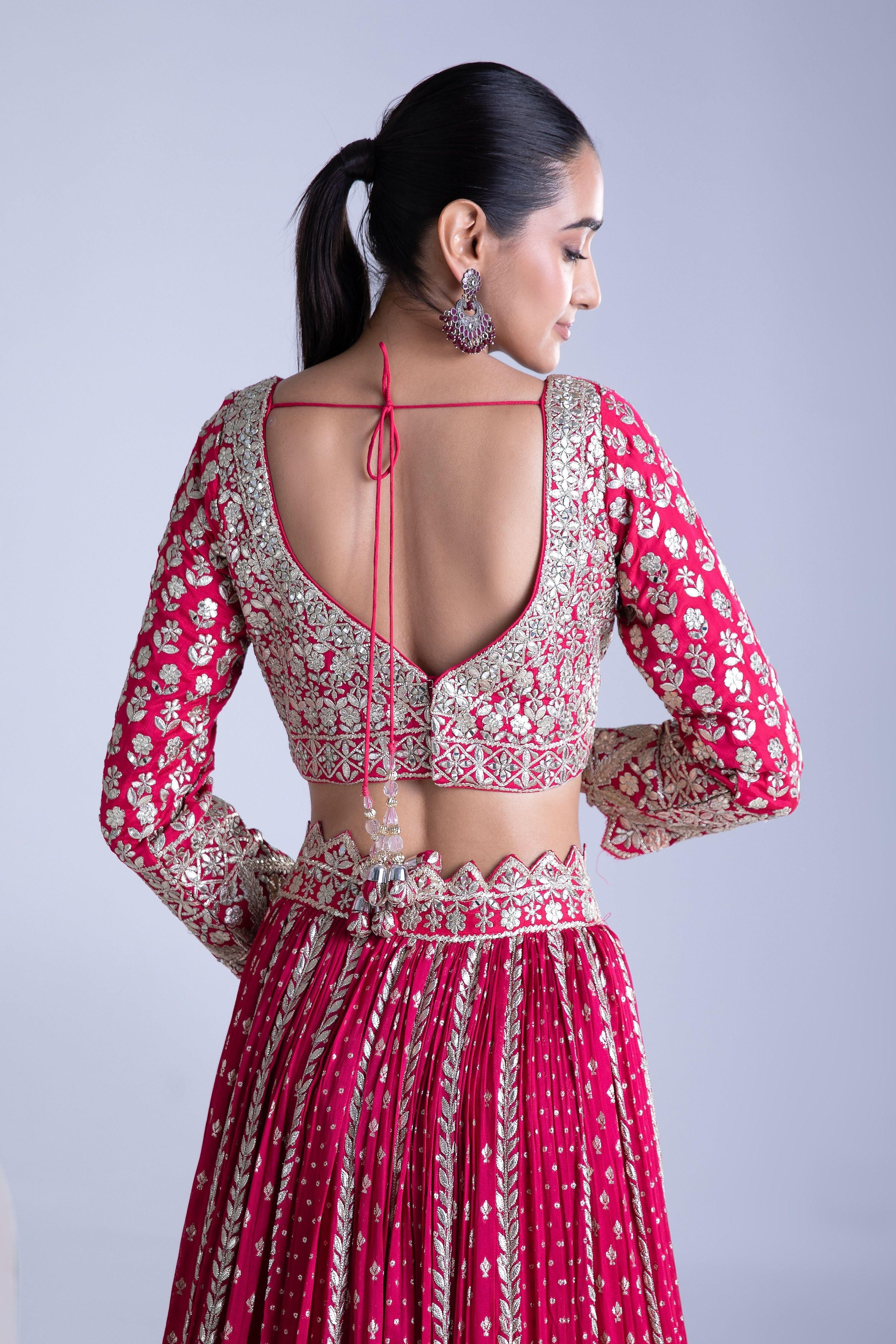 Bright Maroon Lehenga Set - Mokshaa