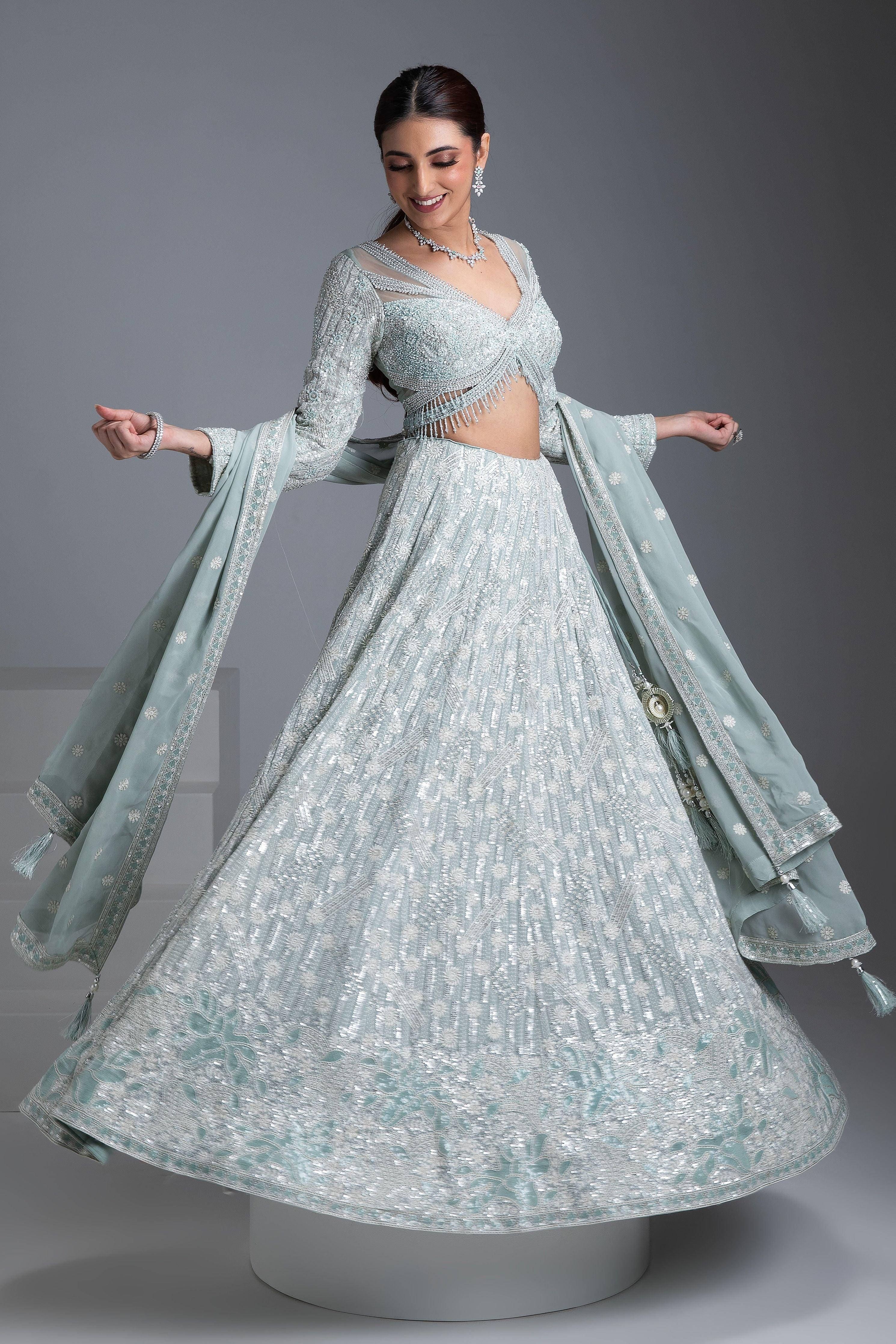Mint Green Lehenga Set - Mokshaa