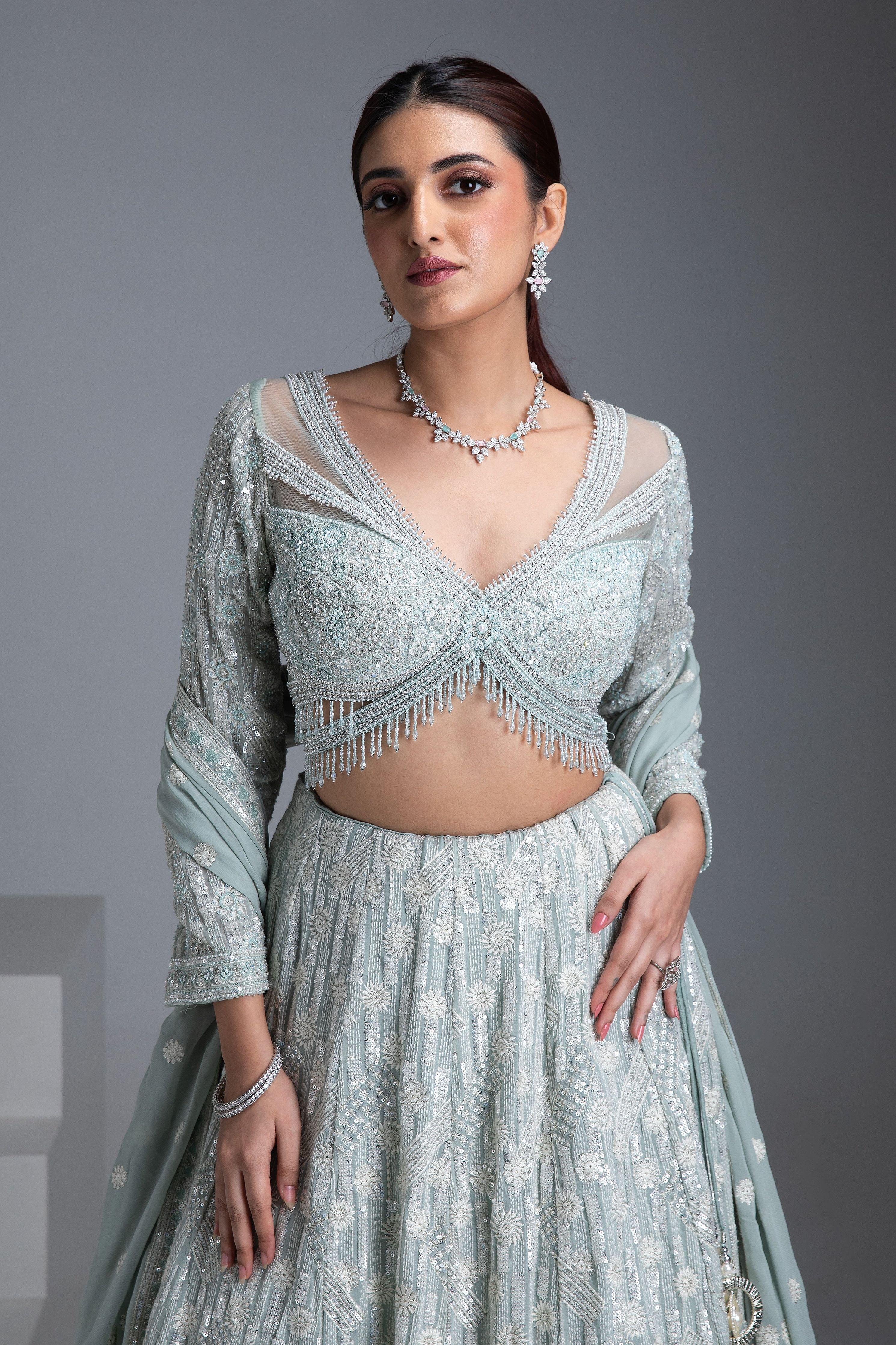 Mint Green Lehenga Set - Mokshaa