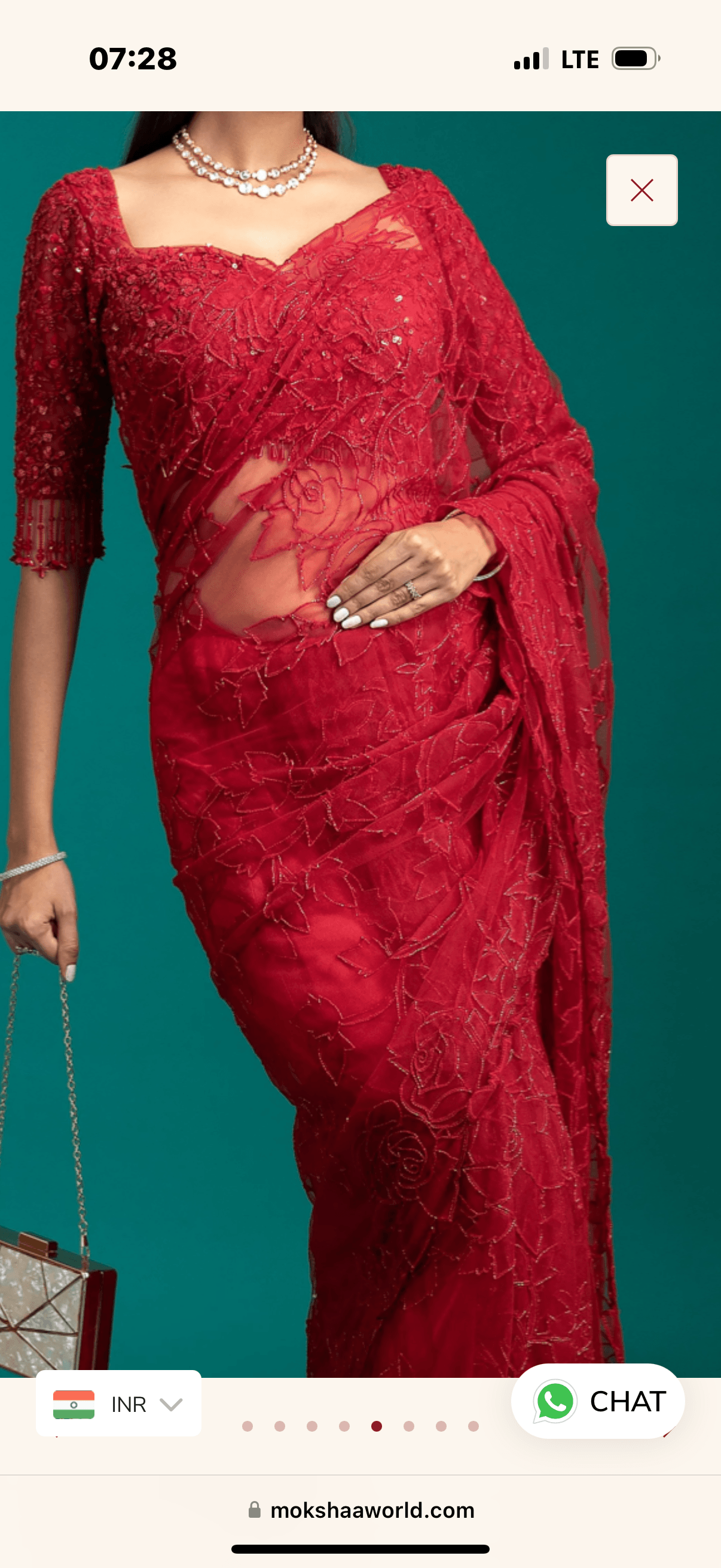 Red Net Saree Mokshaa