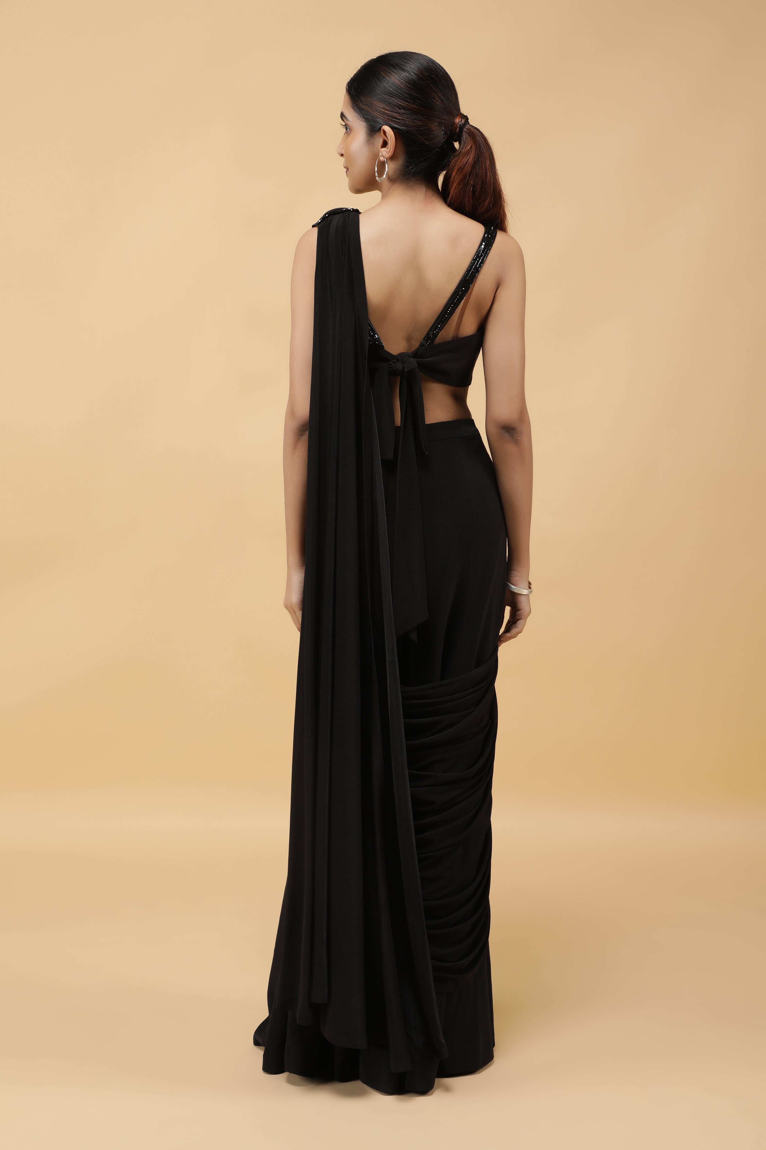 Midnight Luxe Kutdana Embroidered Draped Saree Gown