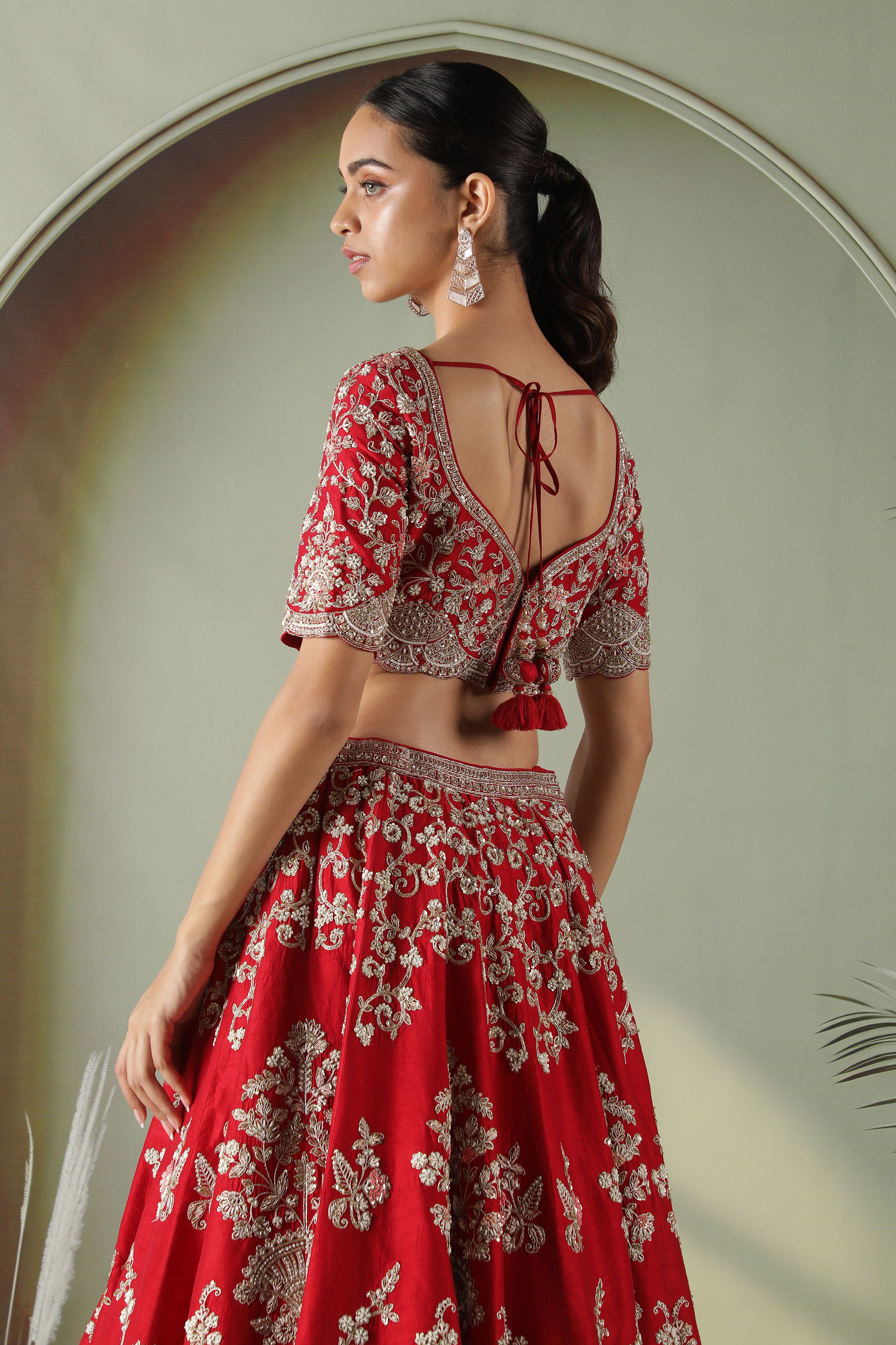 Plum Raw Silk Bridal Lehenga Set