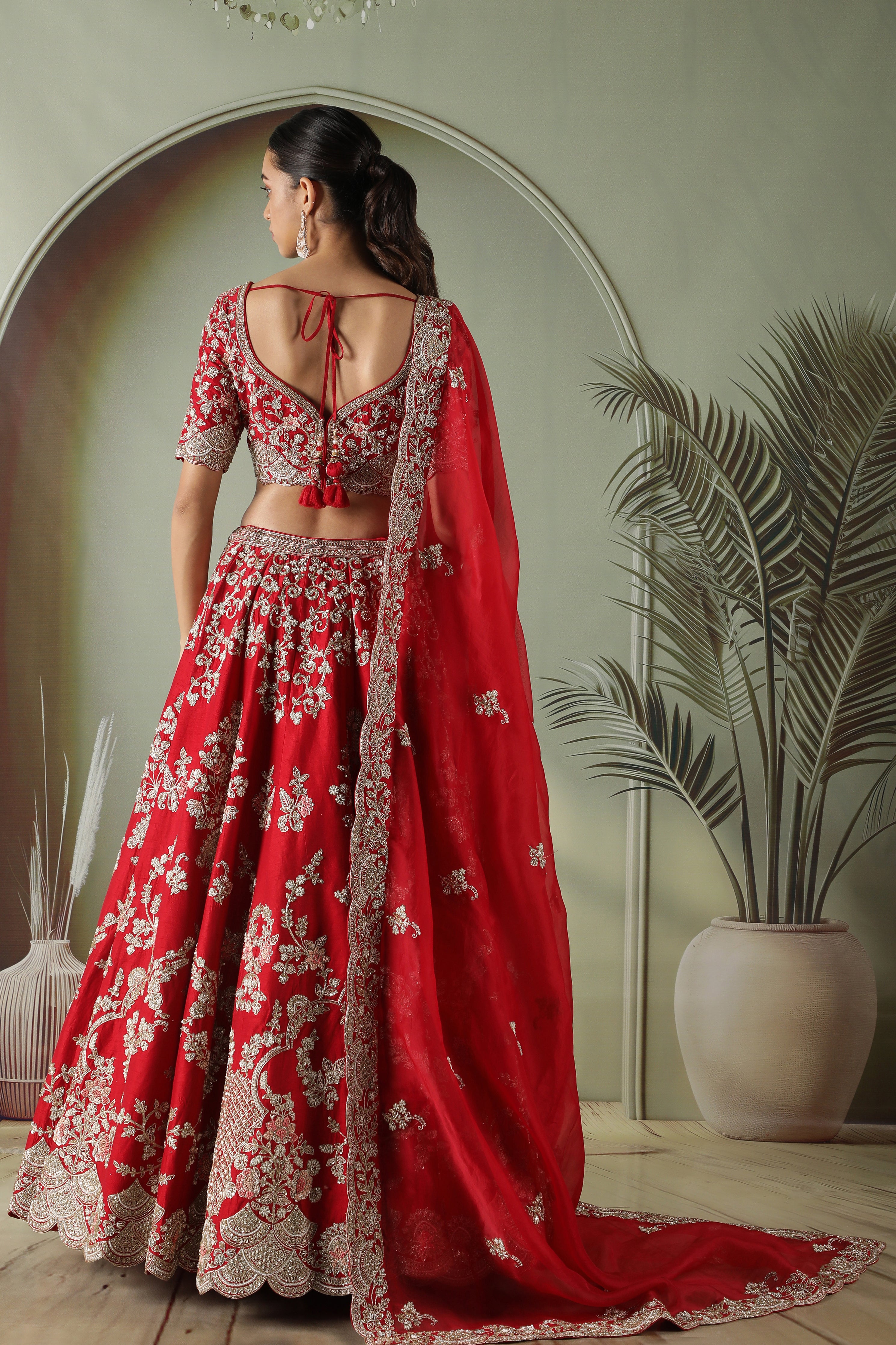 Plum Raw Silk Bridal Lehenga Set