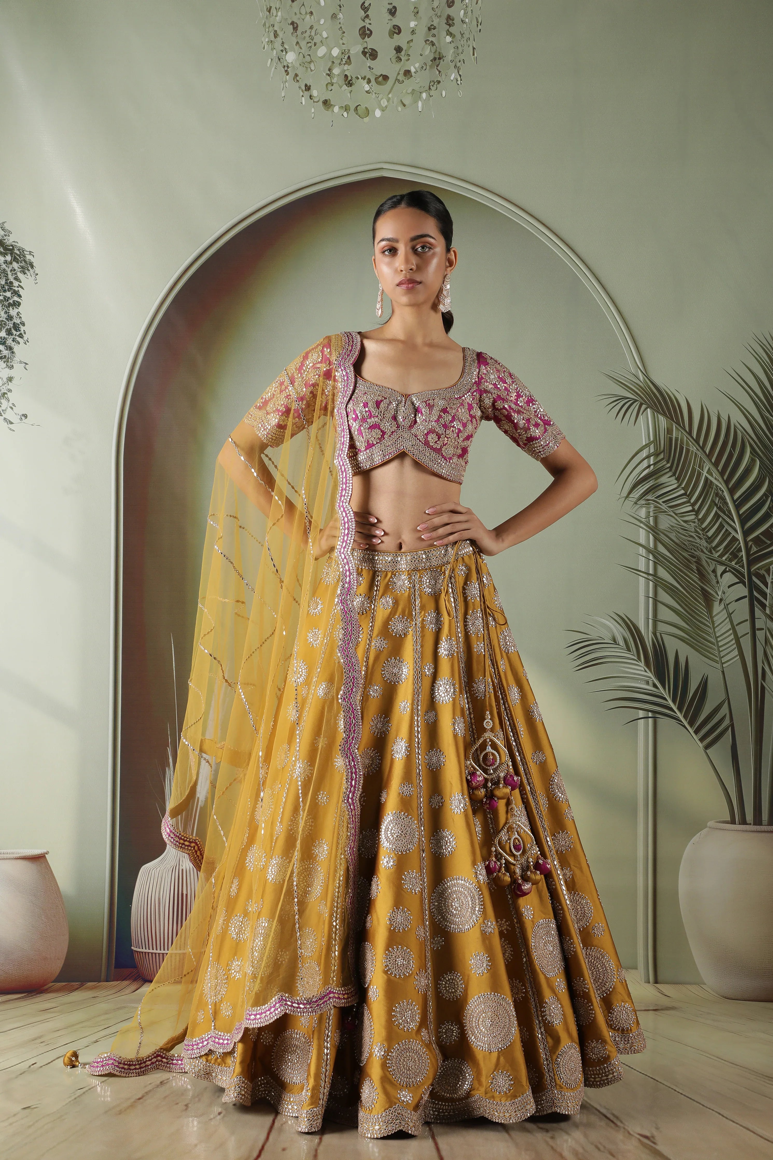 Mustard Silk Lehenga Set | Mokshaa
