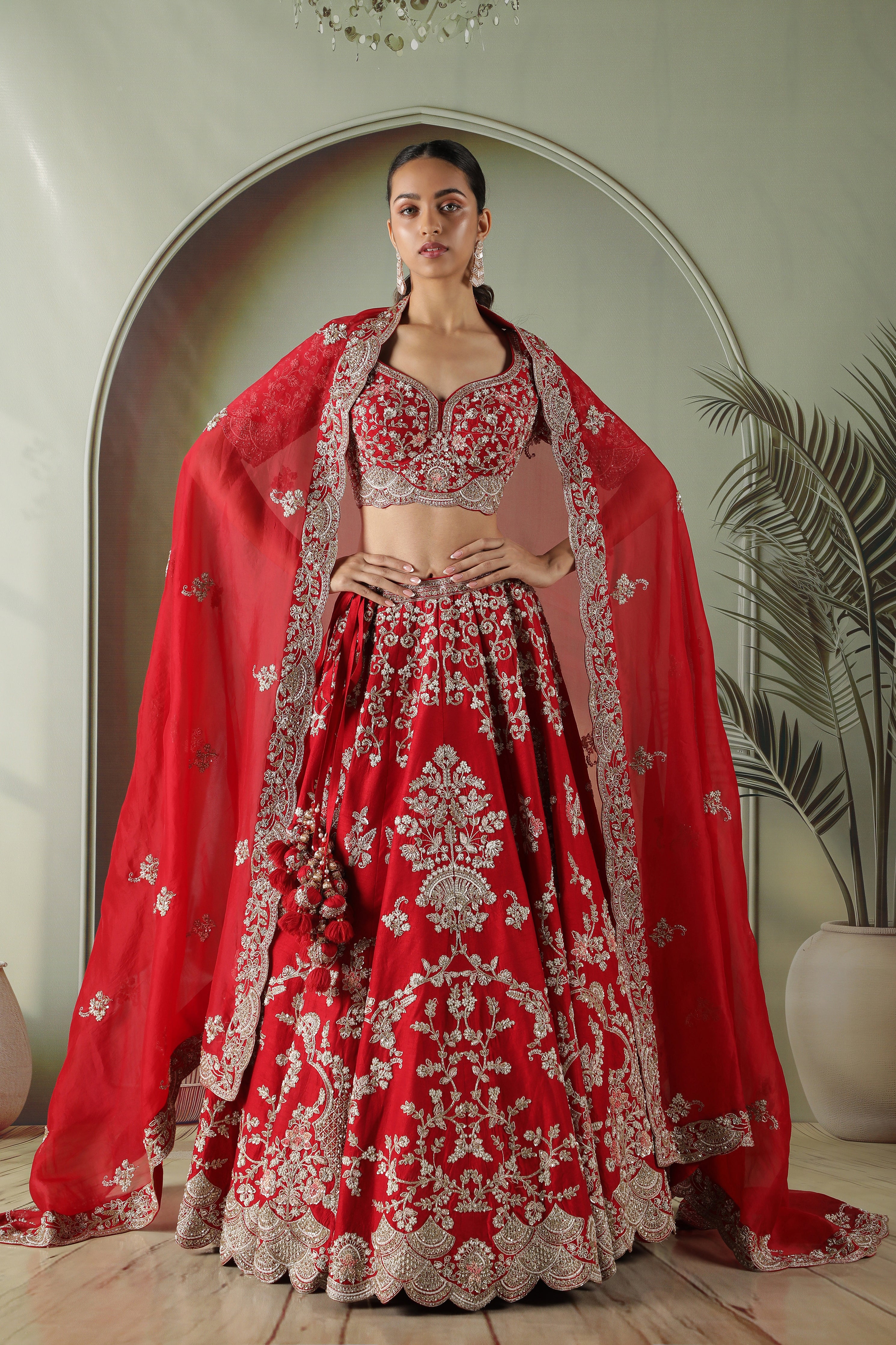Plum Raw Silk Bridal Lehenga Set
