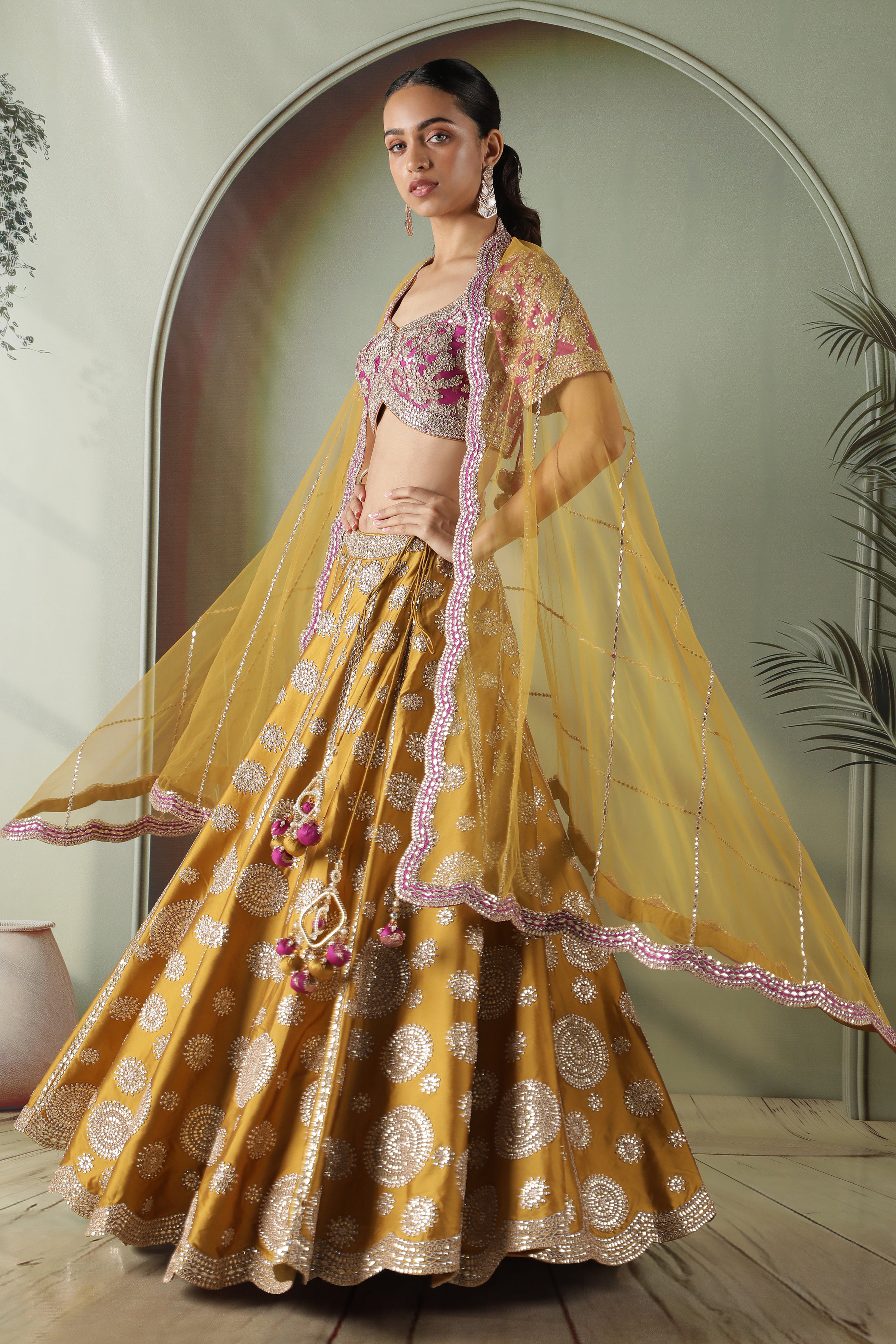 Mustard Silk Lehenga Set