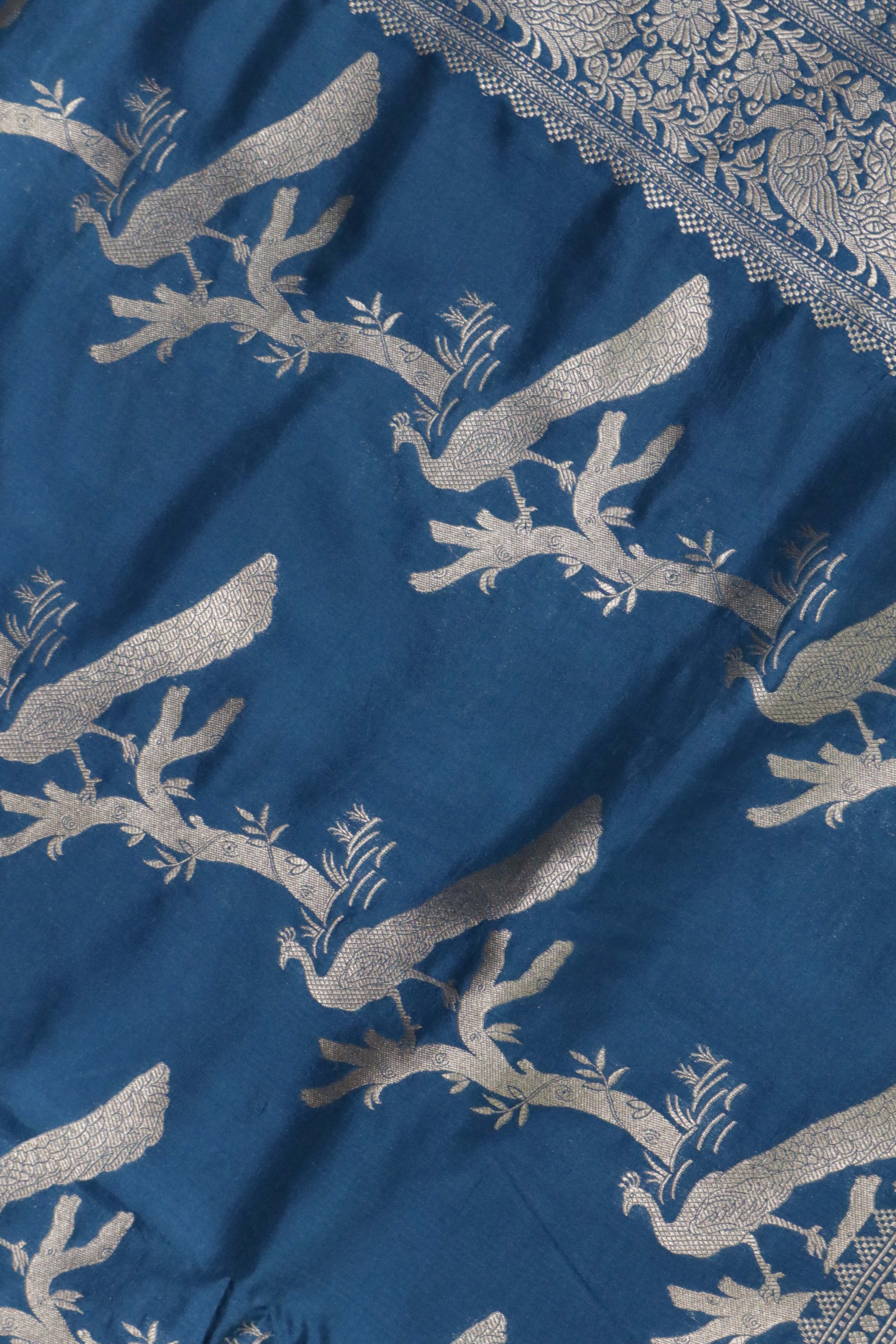 MS Blue Banarasi Zari Silk Saree