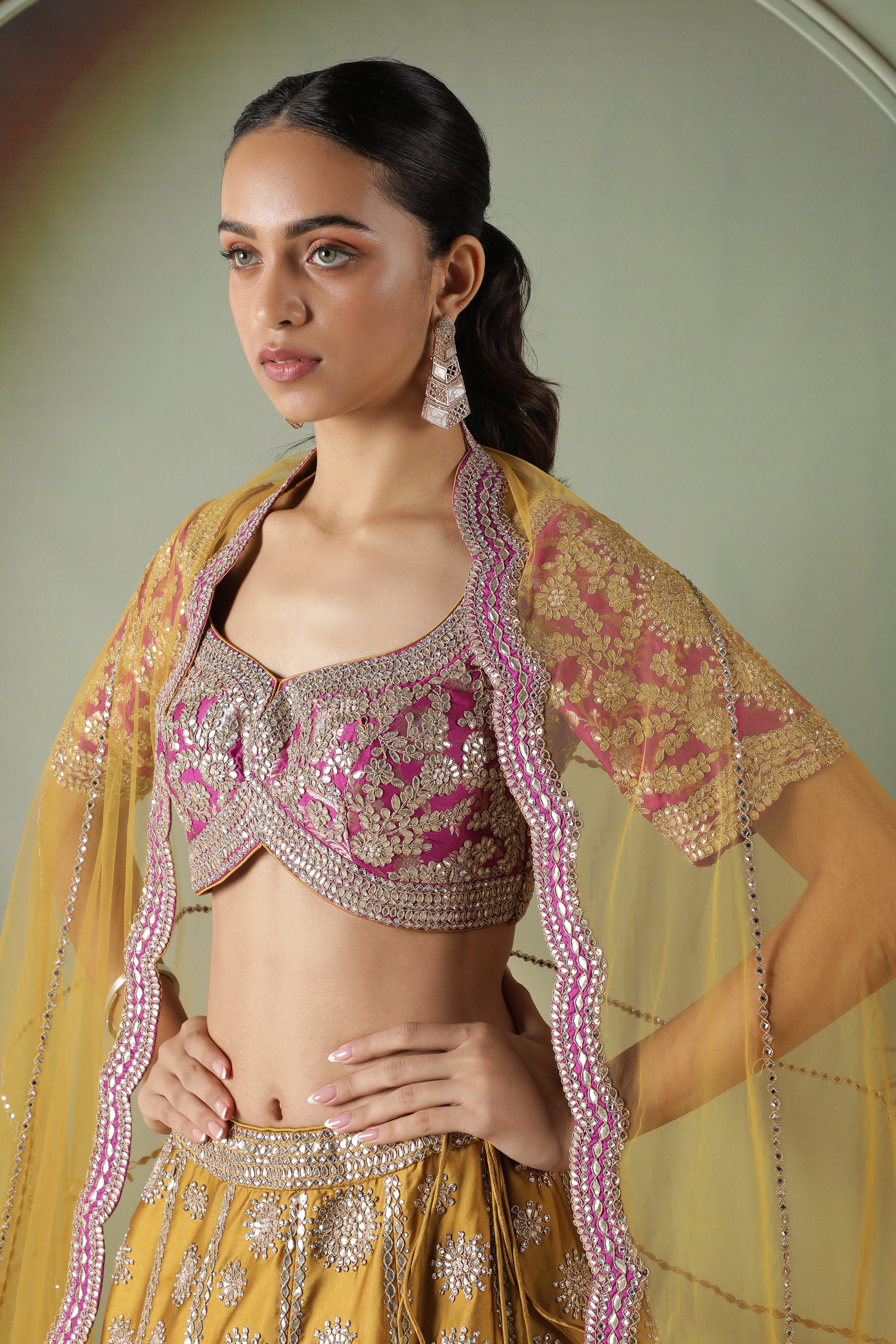 Mustard Silk Lehenga Set