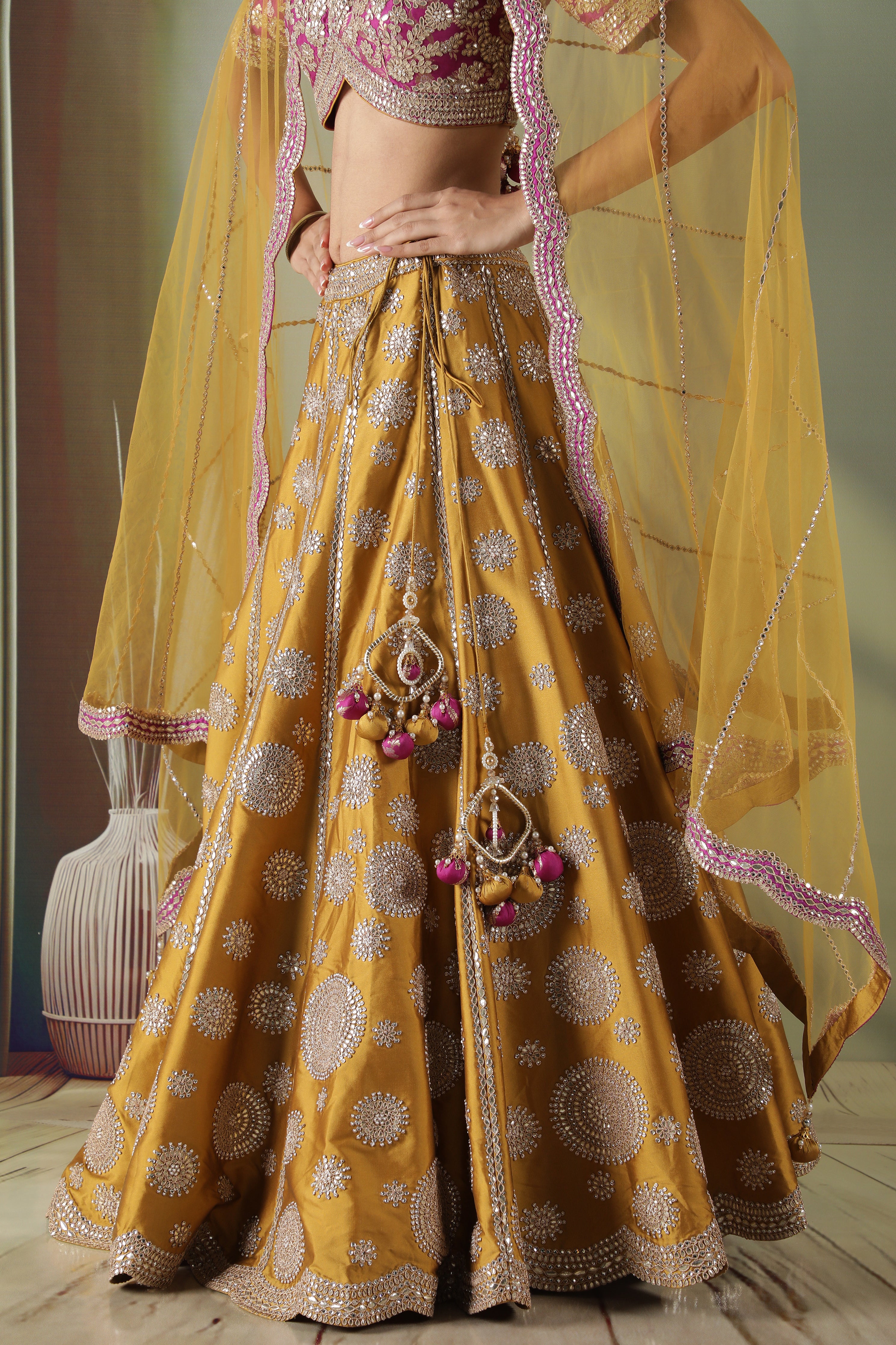 Mustard Silk Lehenga Set