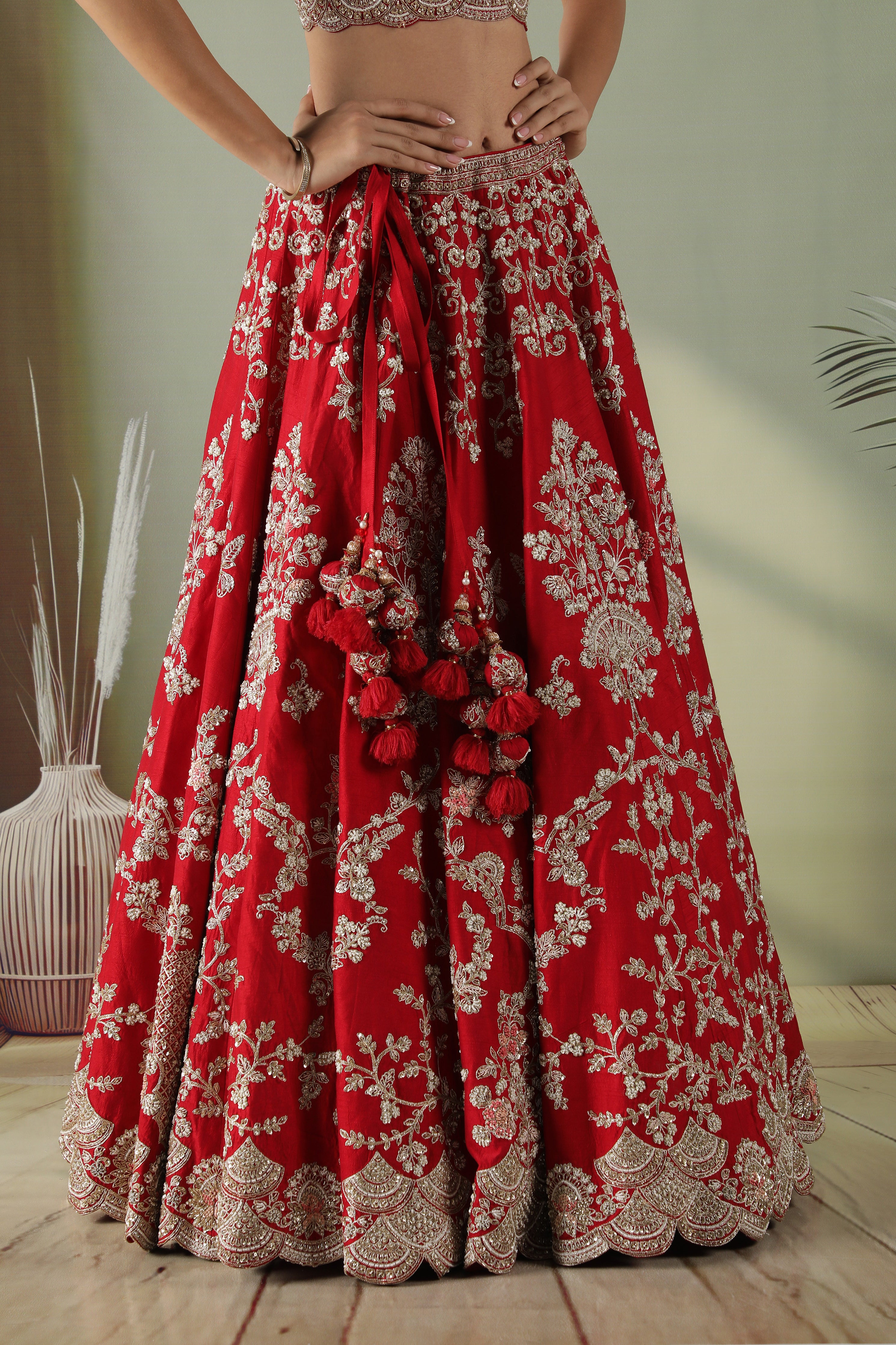 Plum Raw Silk Bridal Lehenga Set