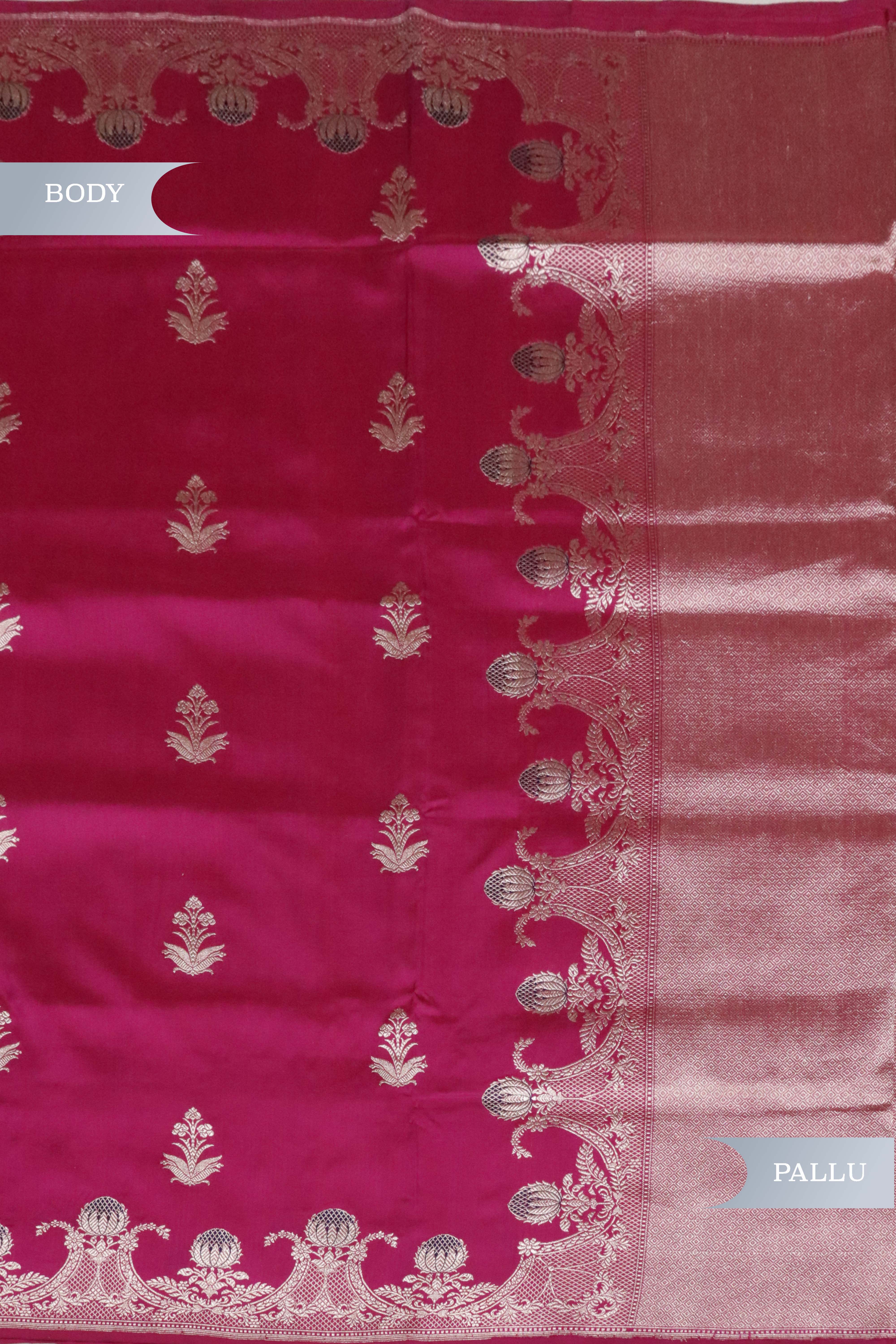 Magenta Pink Banarasi Silk Saree