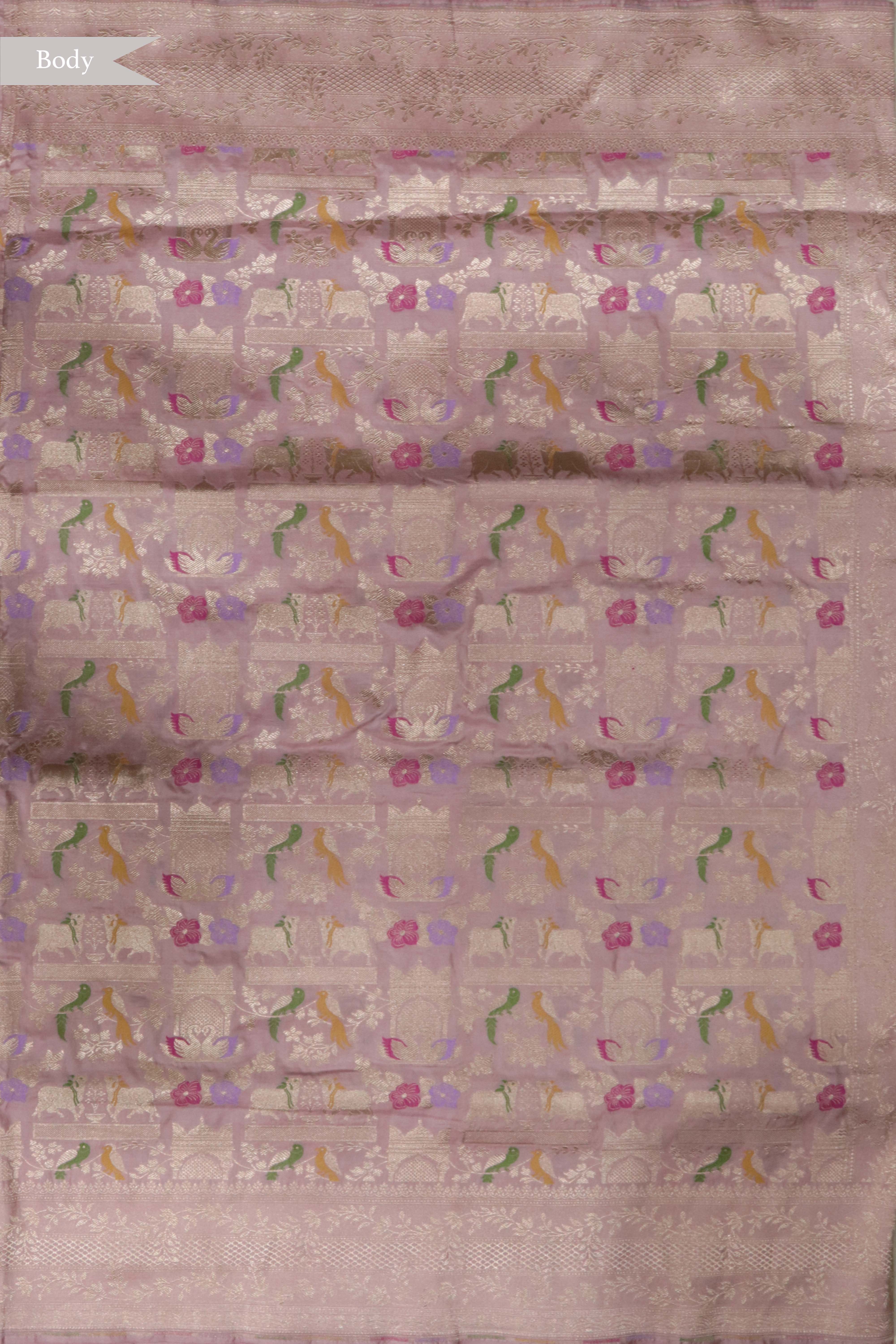 Peach Banarasi Silk Saree