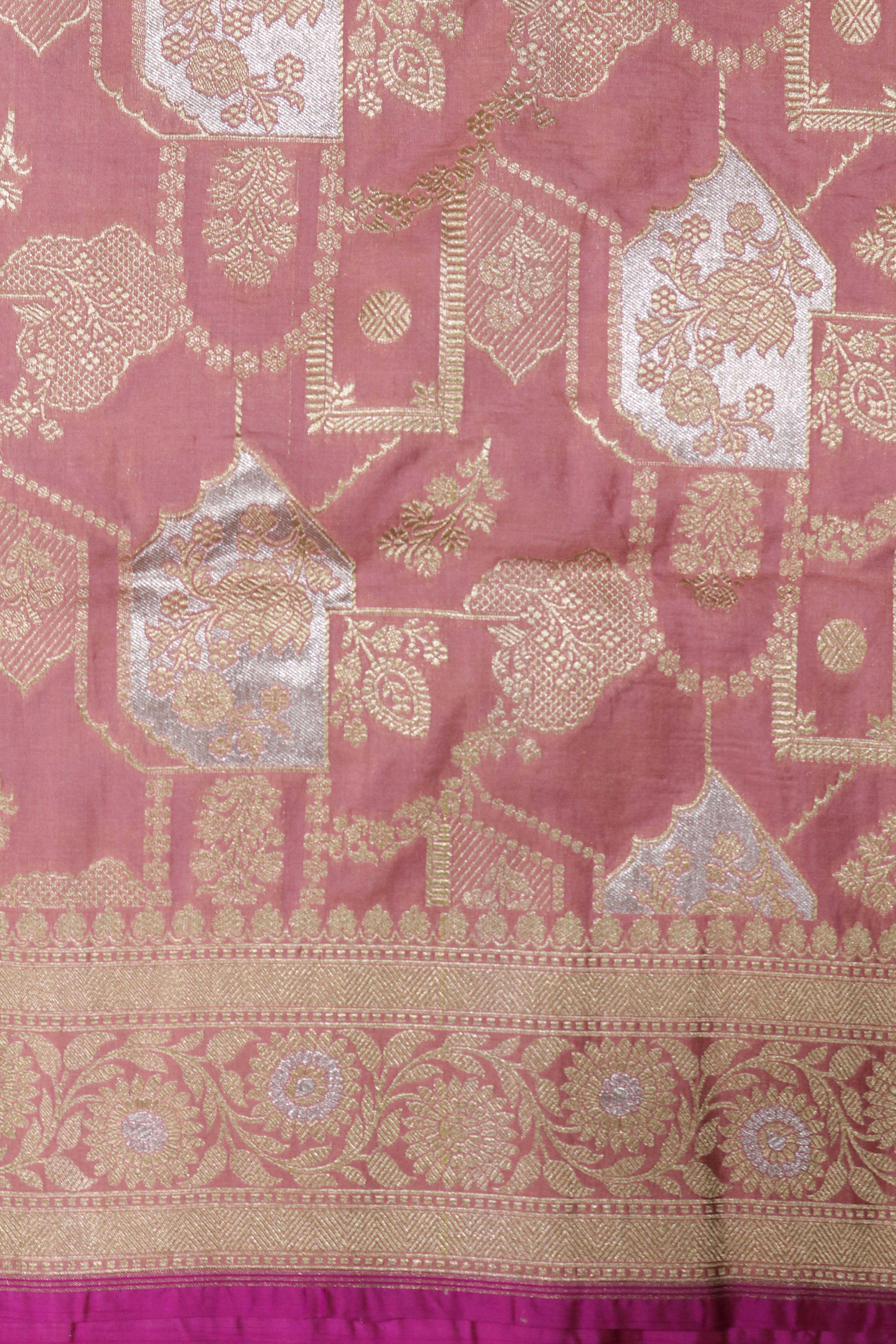 Peach Banarasi Silk Saree