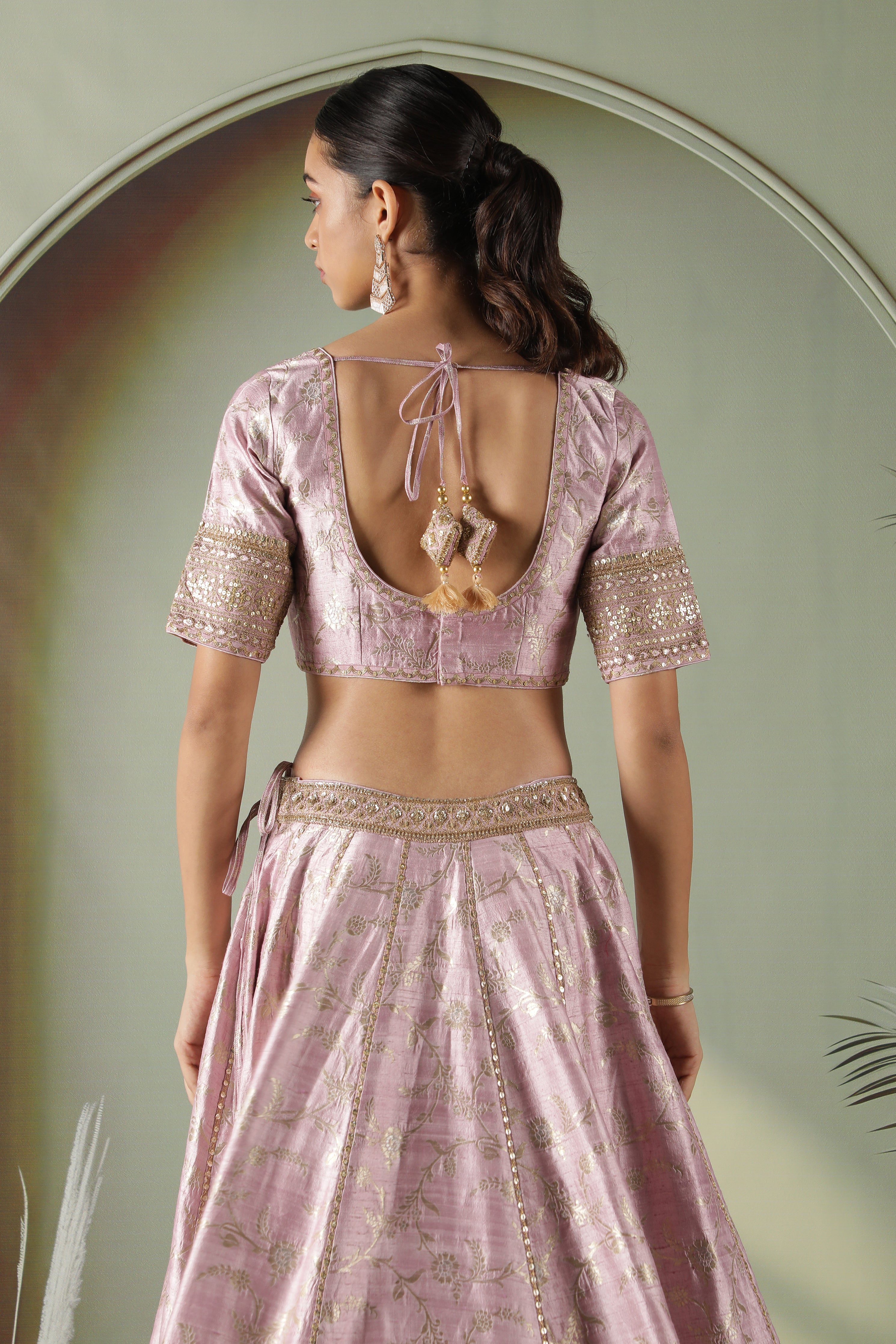 Lavender Banarasi Silk Lehenga Set