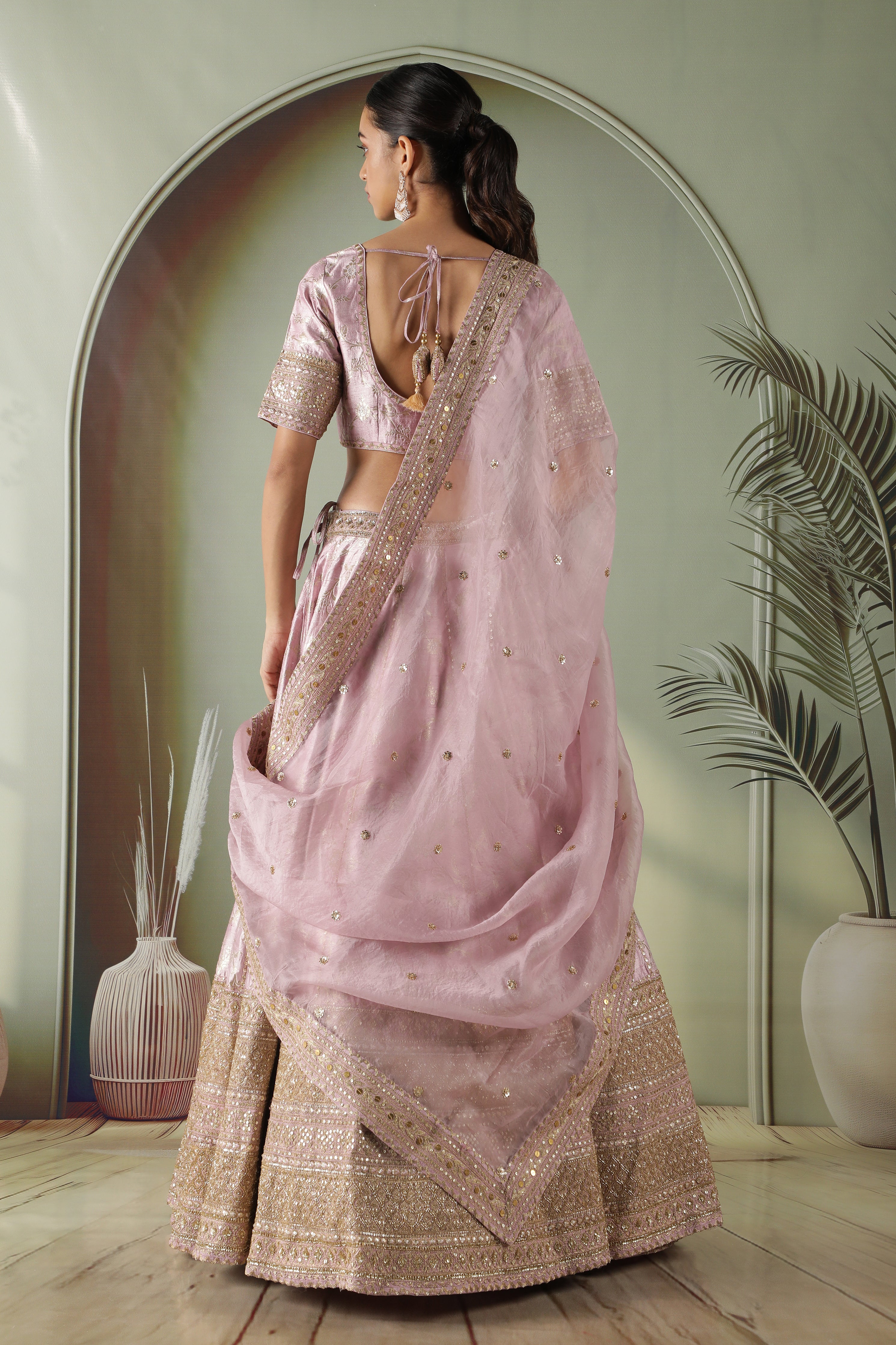 Lavender Banarasi Silk Lehenga Set