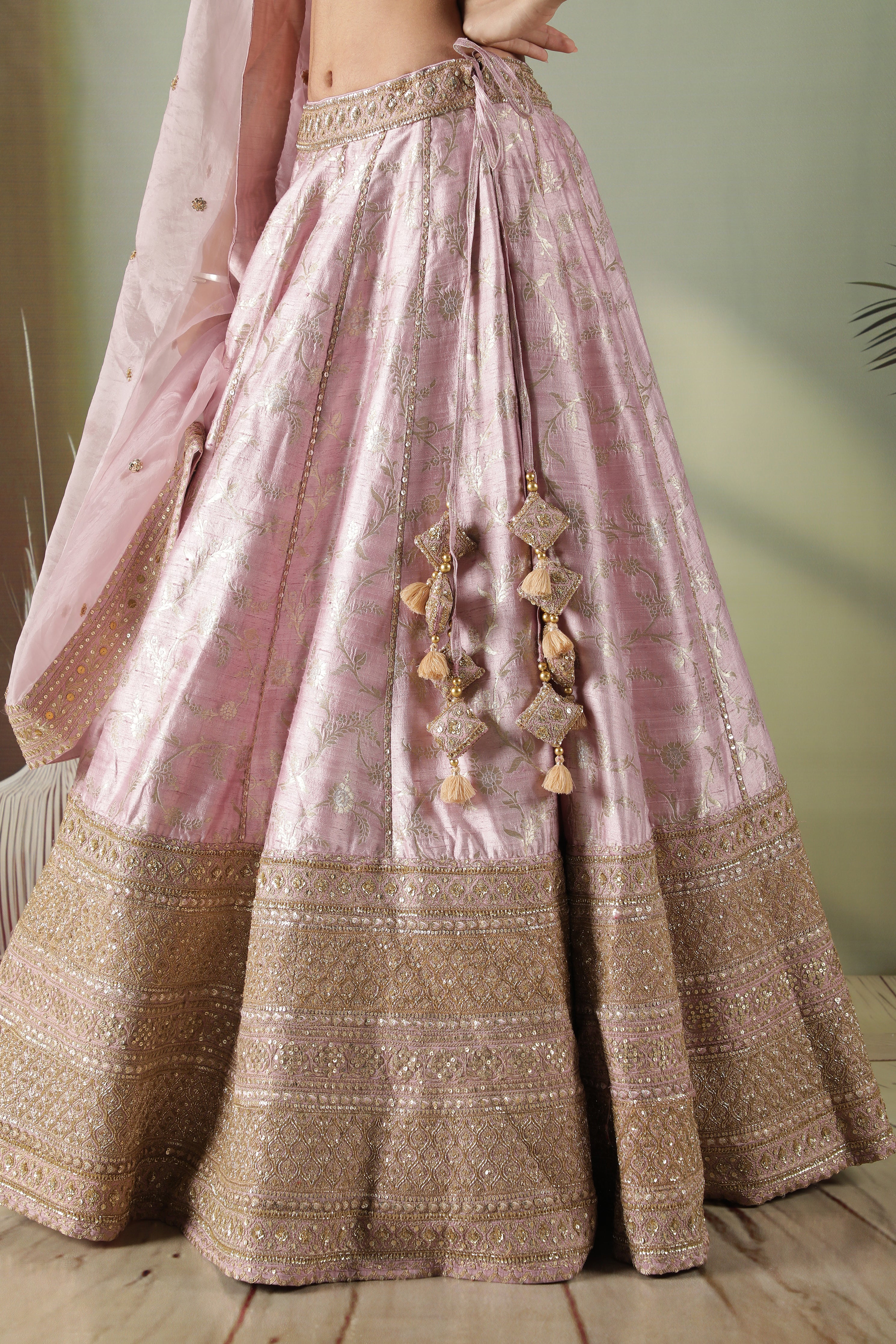 Lavender Banarasi Silk Lehenga Set