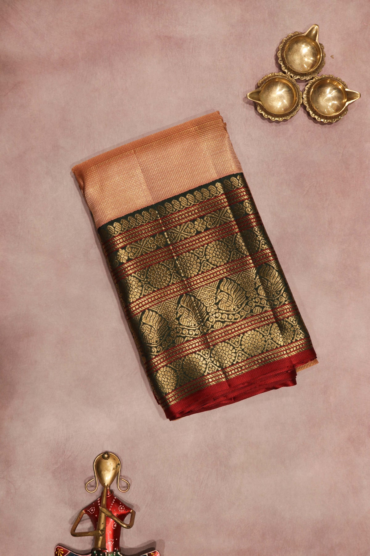 Peach Kanchivaram Silk Saree