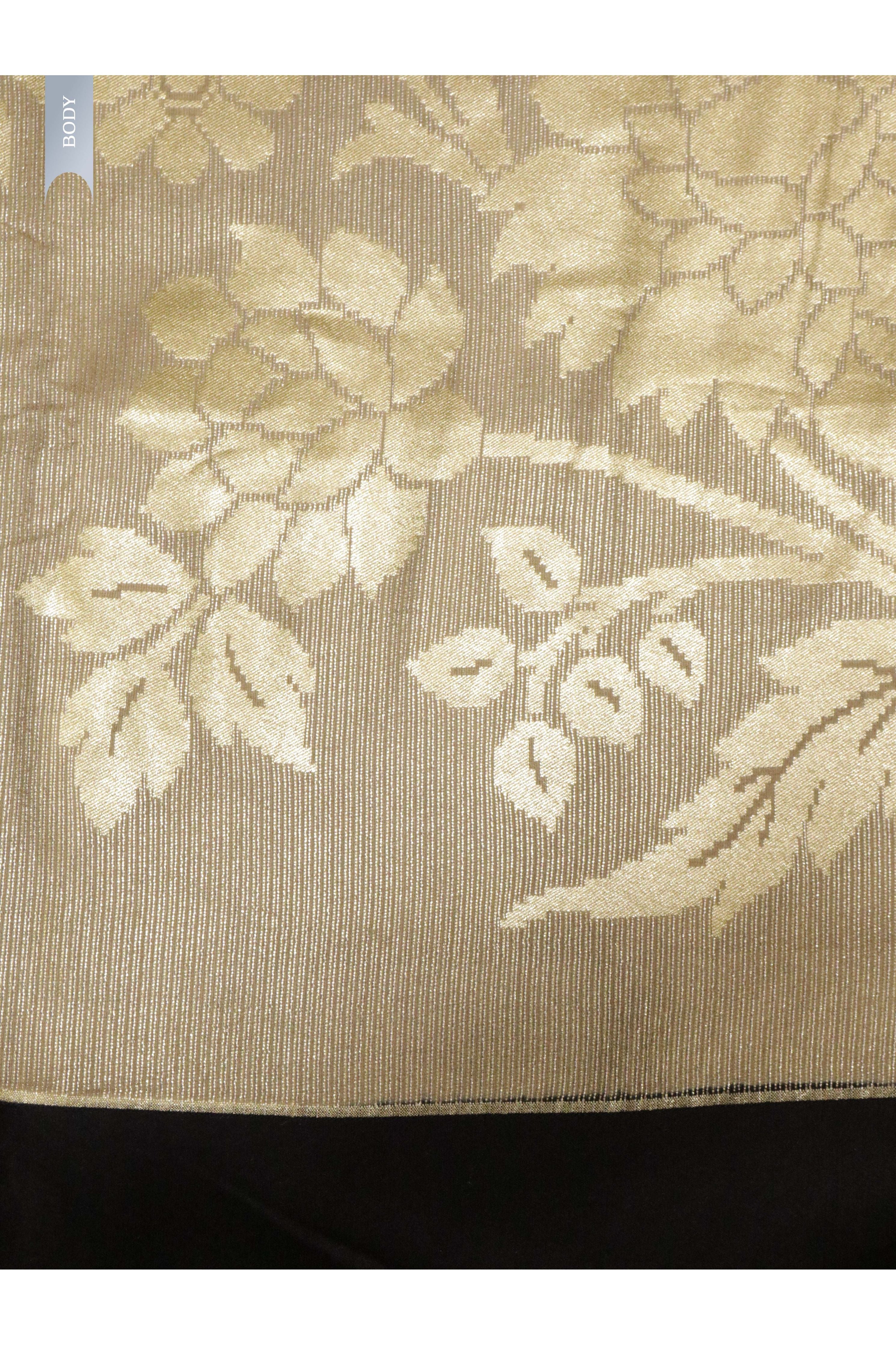 Off White Handloom Silk Saree with Silver Zari Weaving - Mokshaa