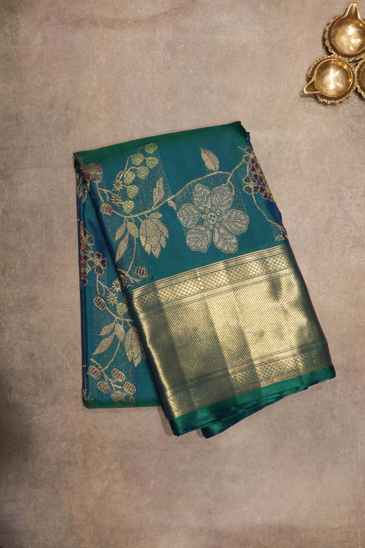 Turquoise Blue Kanchivaram Silk Saree