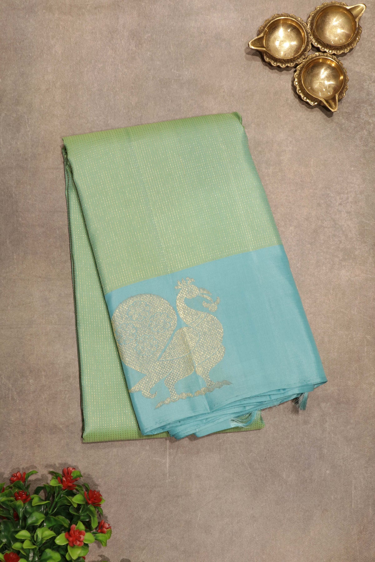 Sea Green Kanchivaram Silk Saree