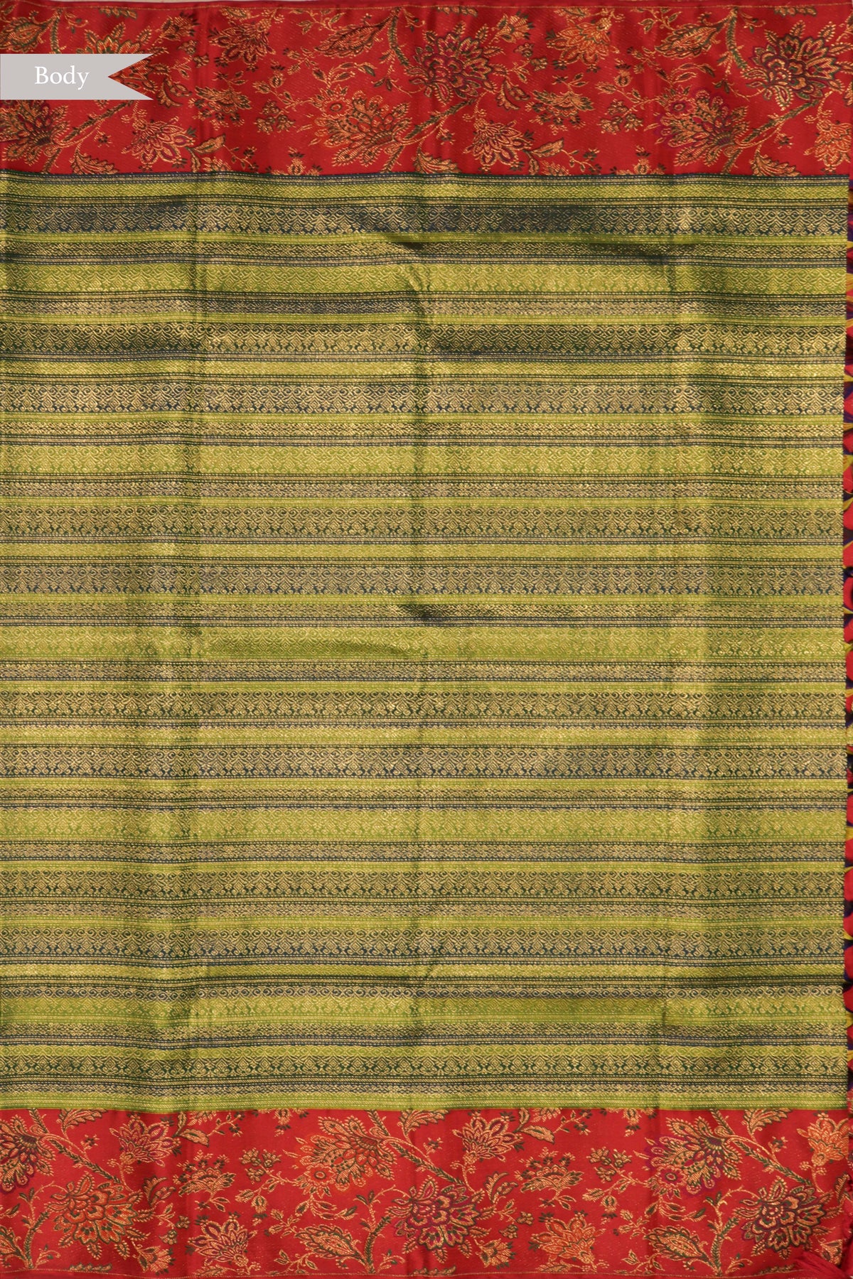 Green & Red Kanchivaram Brocade Silk Saree