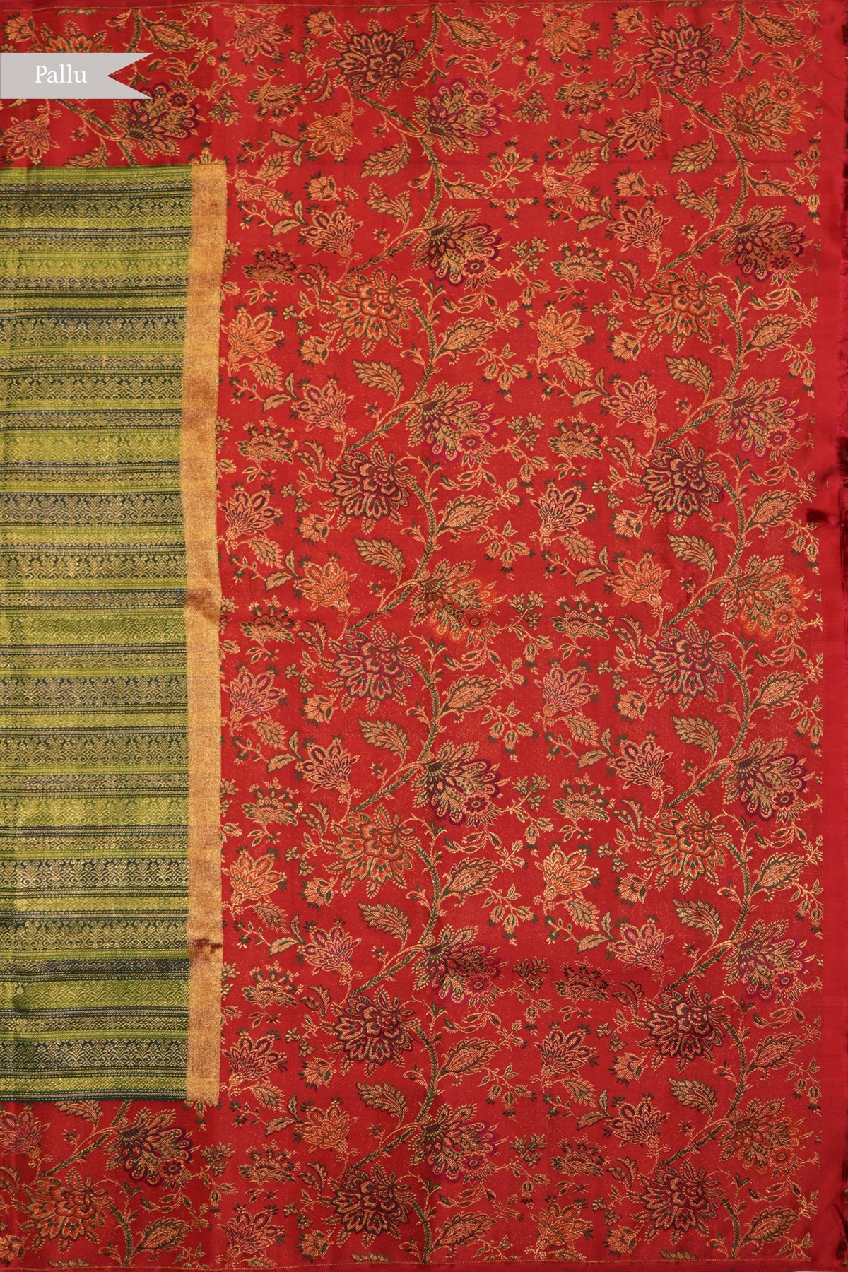 Green & Red Kanchivaram Brocade Silk Saree