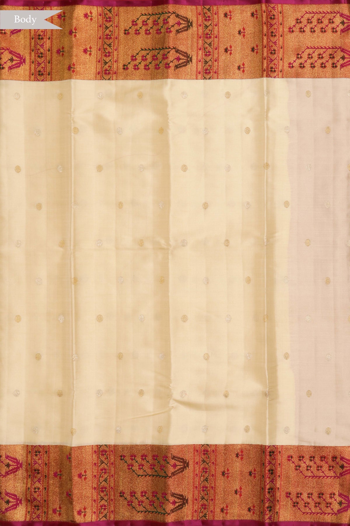 Cream Kanchivaram Silk Saree with Paithani Border