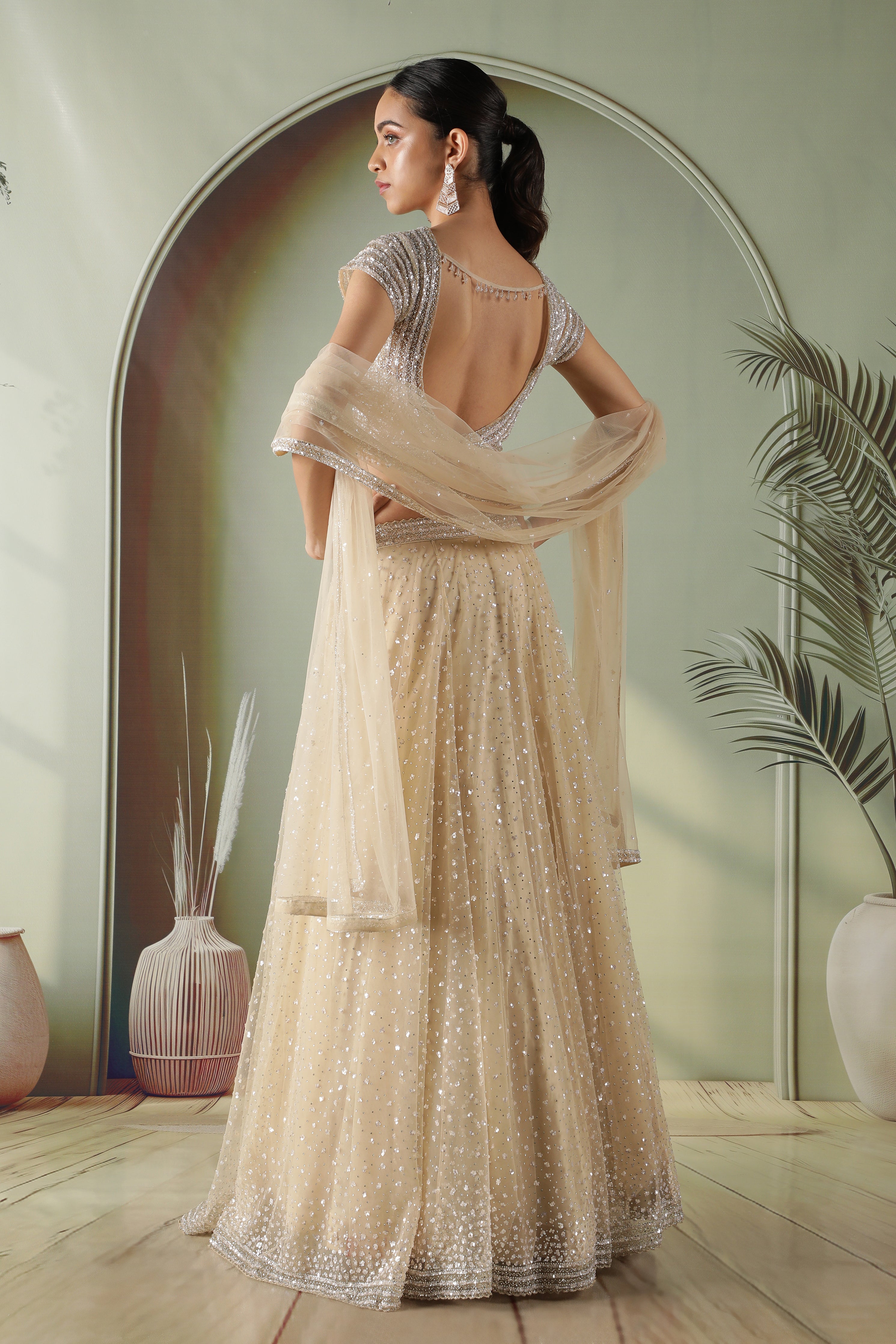 Champagne Gold Net Lehenga Set