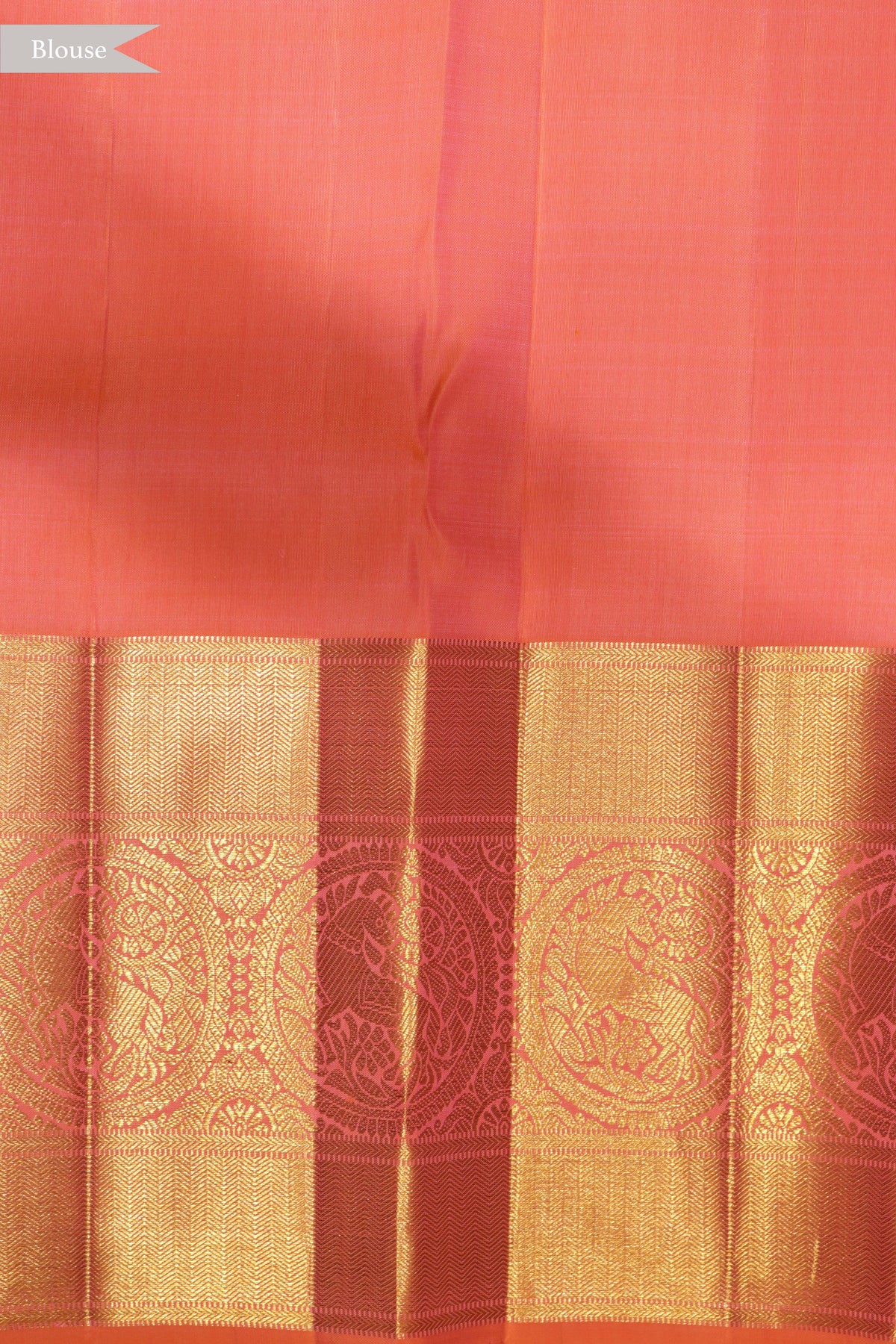 Orange Peach Kanchivaram Silk Saree