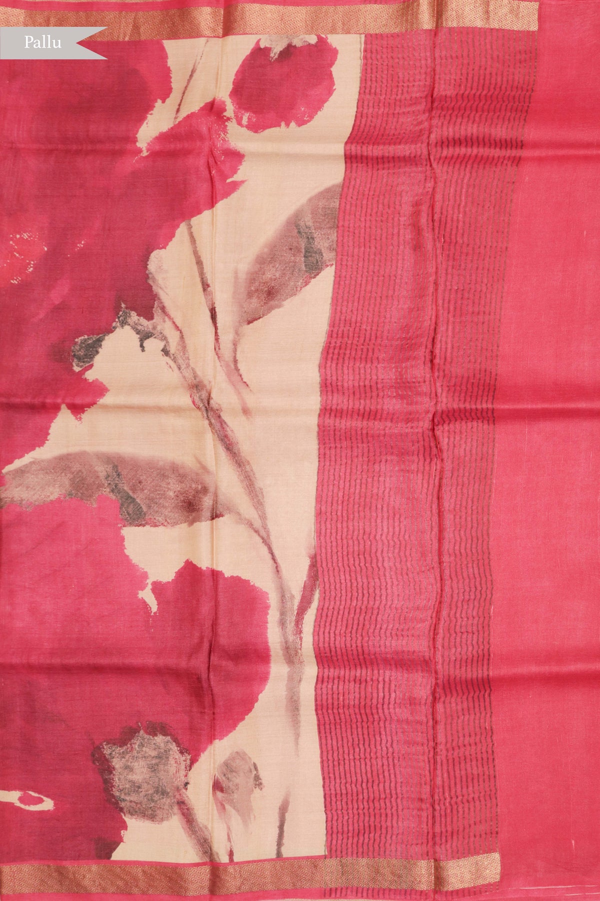 Magenta Pink Geometric Print Tussar Silk Saree