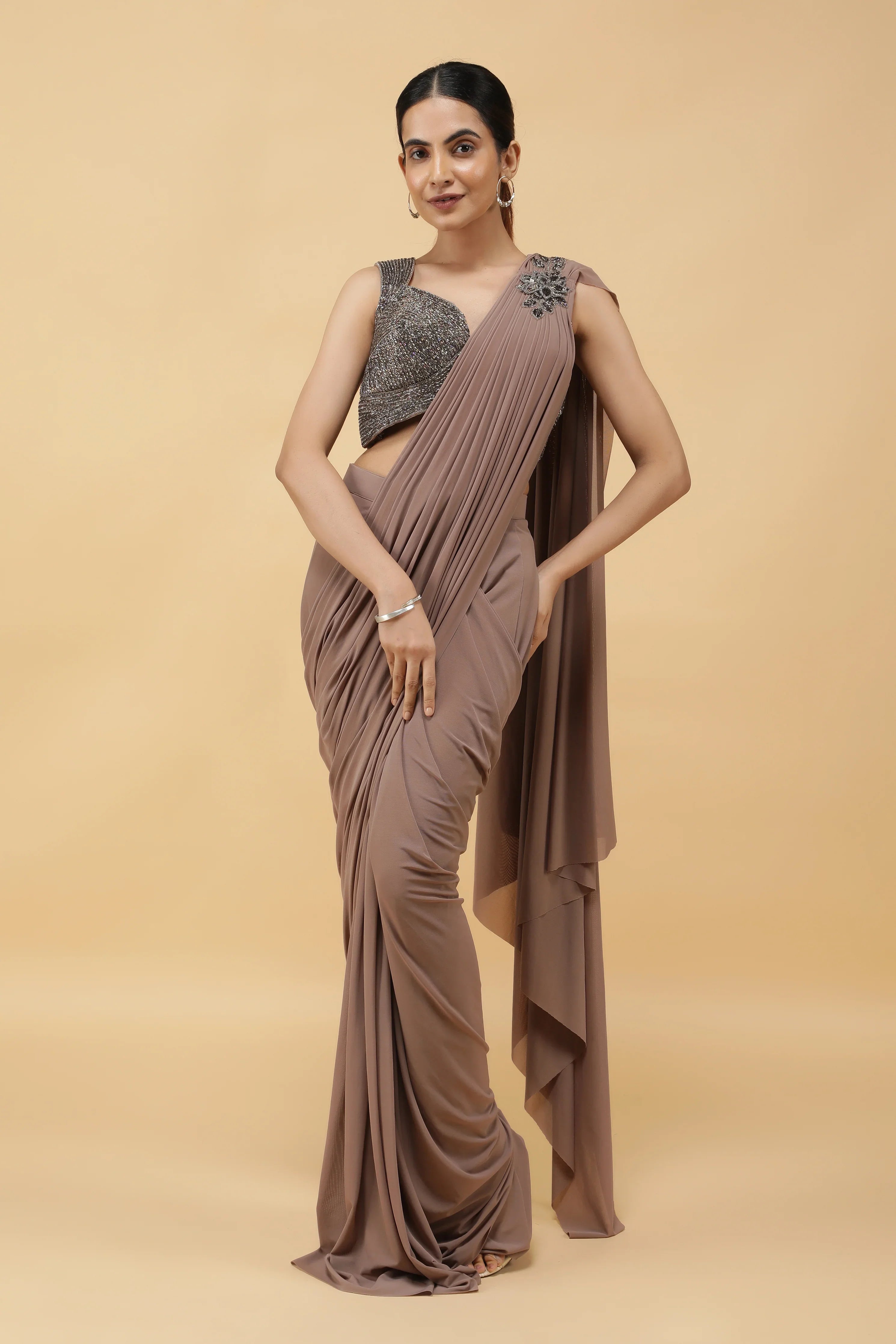 Mocha Drape Saree | Mokshaa