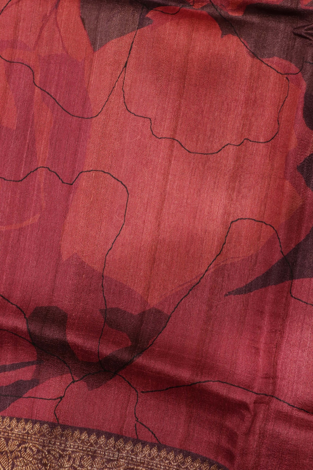 Wine Tussar Silk Digital Print Saree