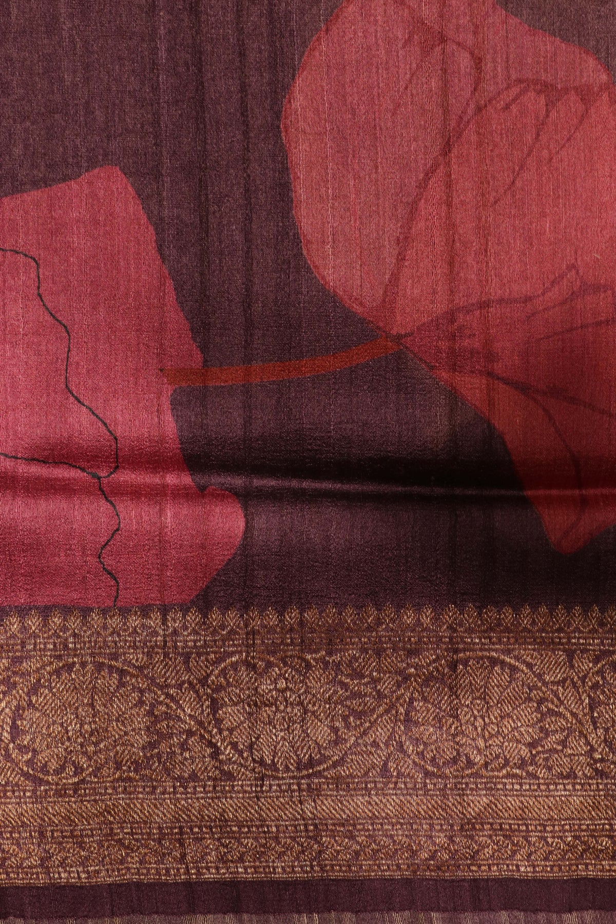 Wine Tussar Silk Digital Print Saree
