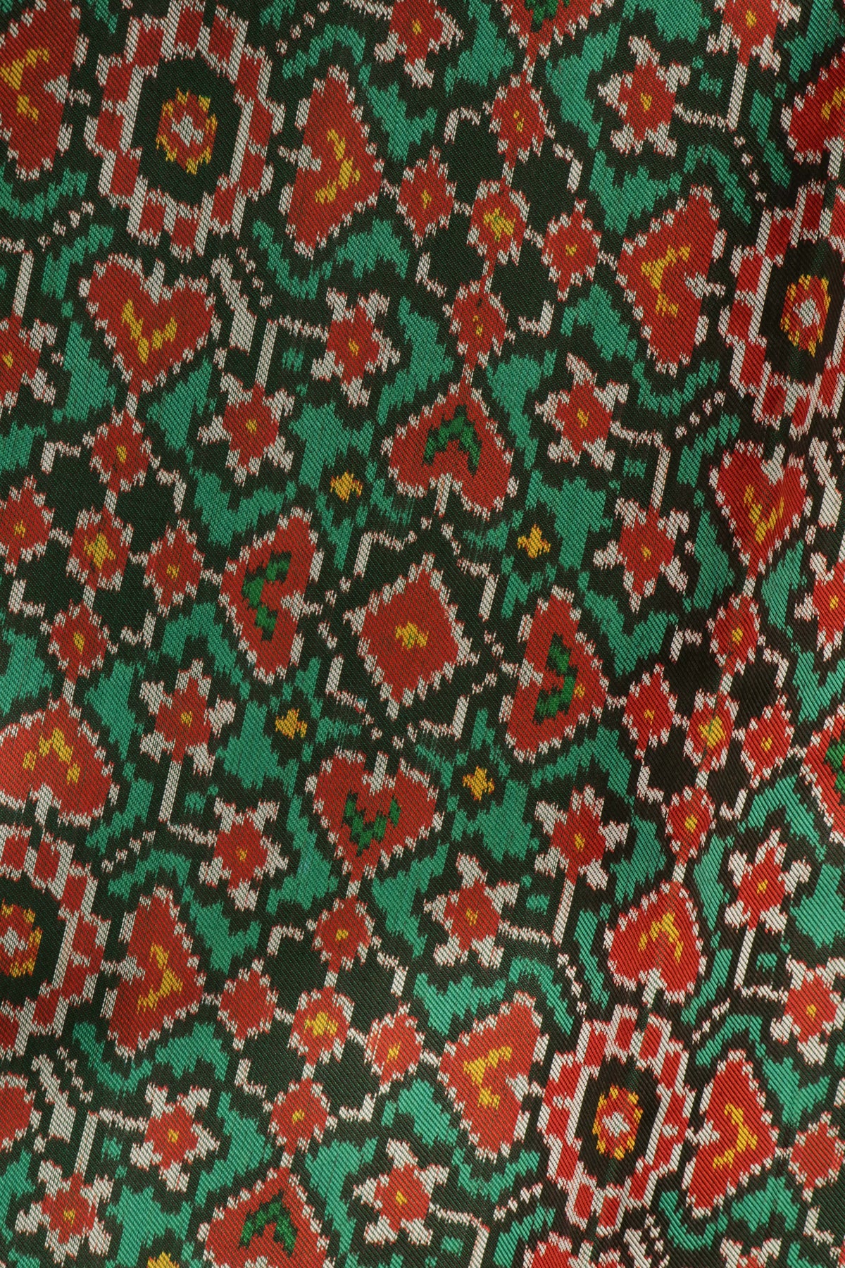 Green Patola Twill Silk Fusion Saree