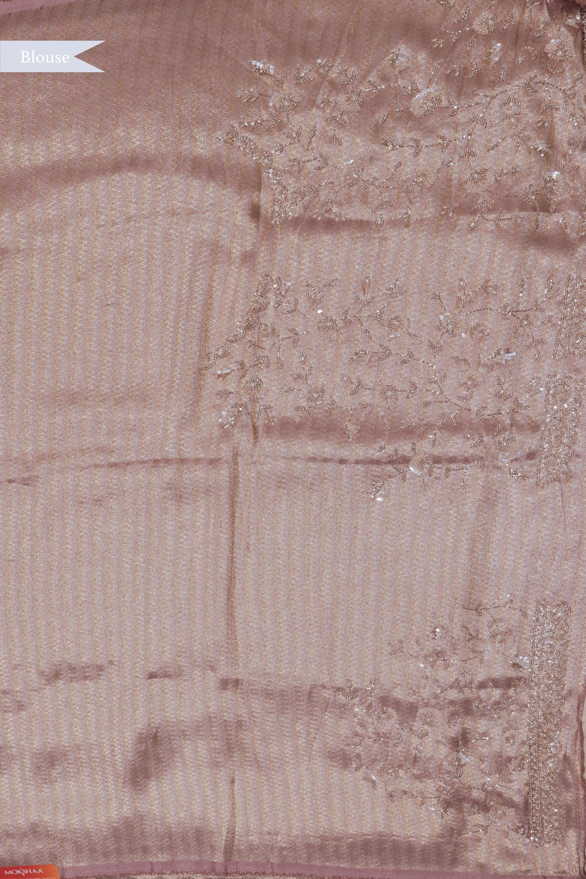 Peach Zari Weave Saree with Scalloped Border