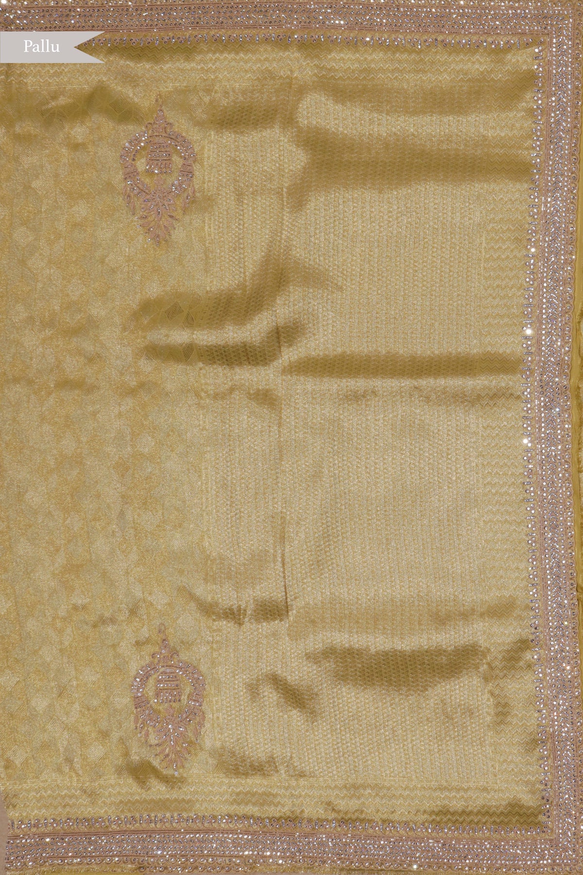 Lime Yellow Zari Weave Saree with Zardosi Work