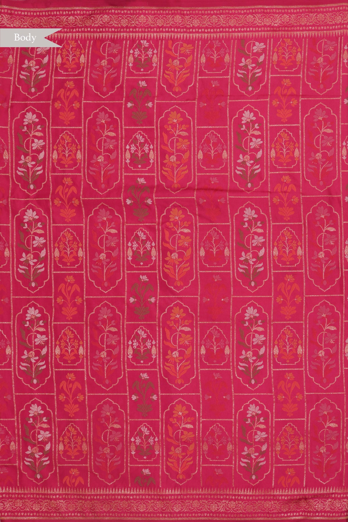 Rani Pink Banarasi Silk Jamdani Saree