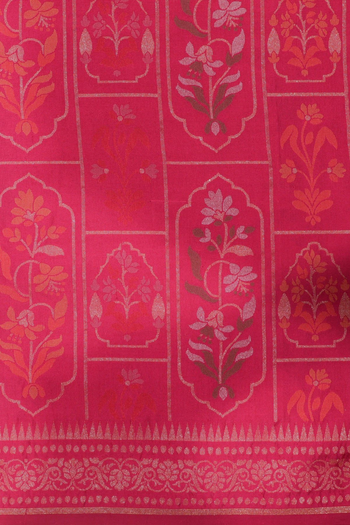 Rani Pink Banarasi Silk Jamdani Saree