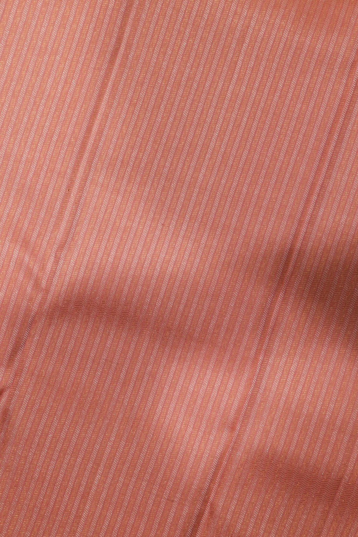 Peach Kanchivaram Silk Rettapettah Border Saree