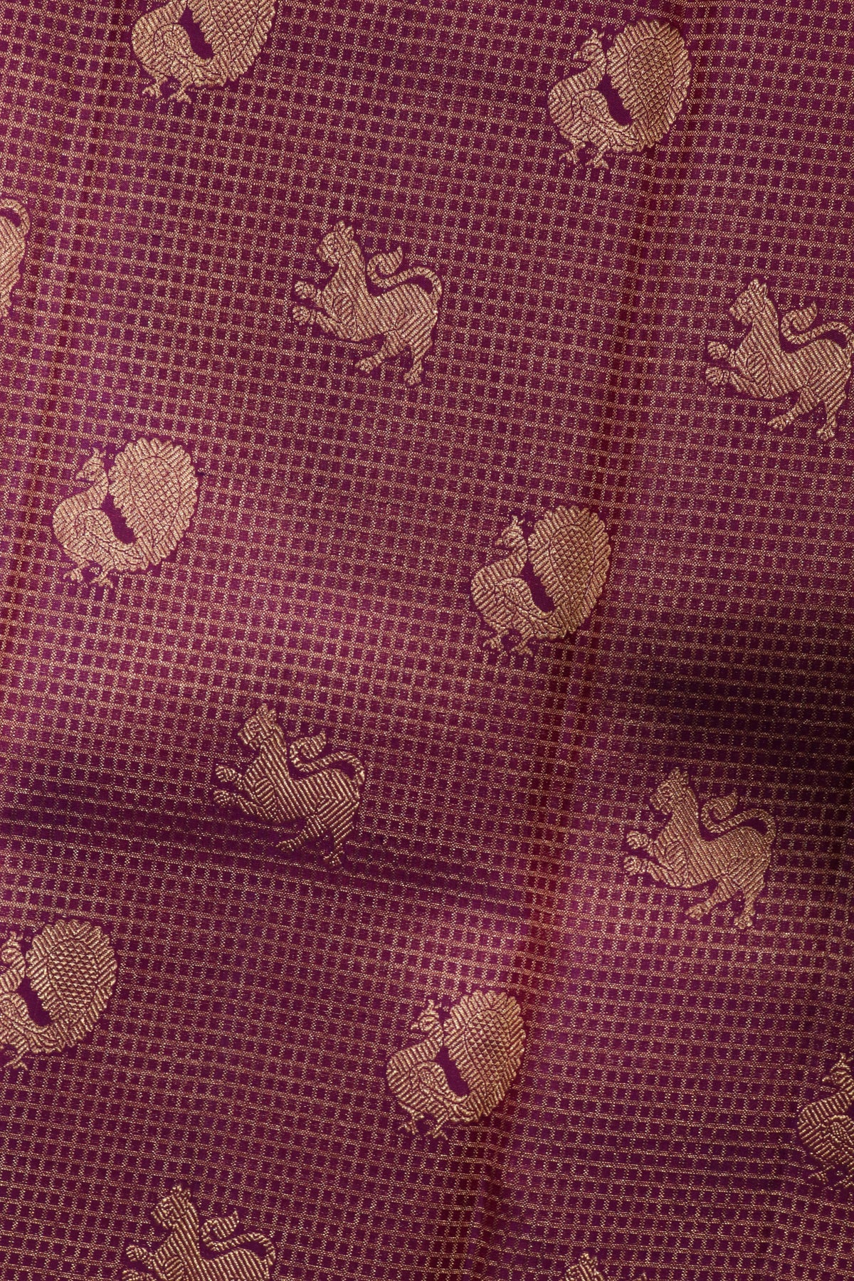Violet Kanchivaram Silk Peacock Butti Saree