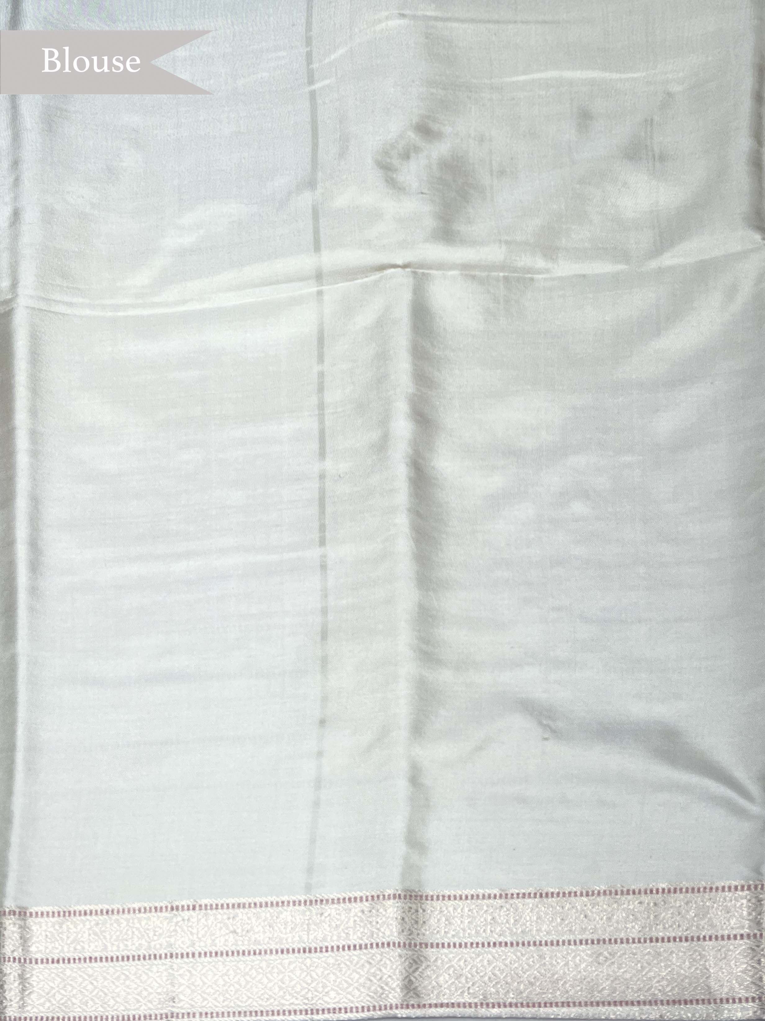 Ink Blue Banarasi Organza Saree with Meenakari Border - Mokshaa