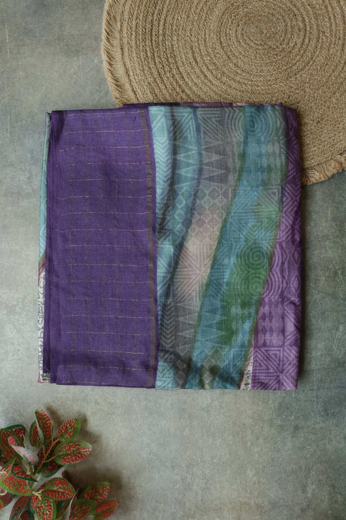 Purple Soft Tussar Silk Saree - Mokshaa