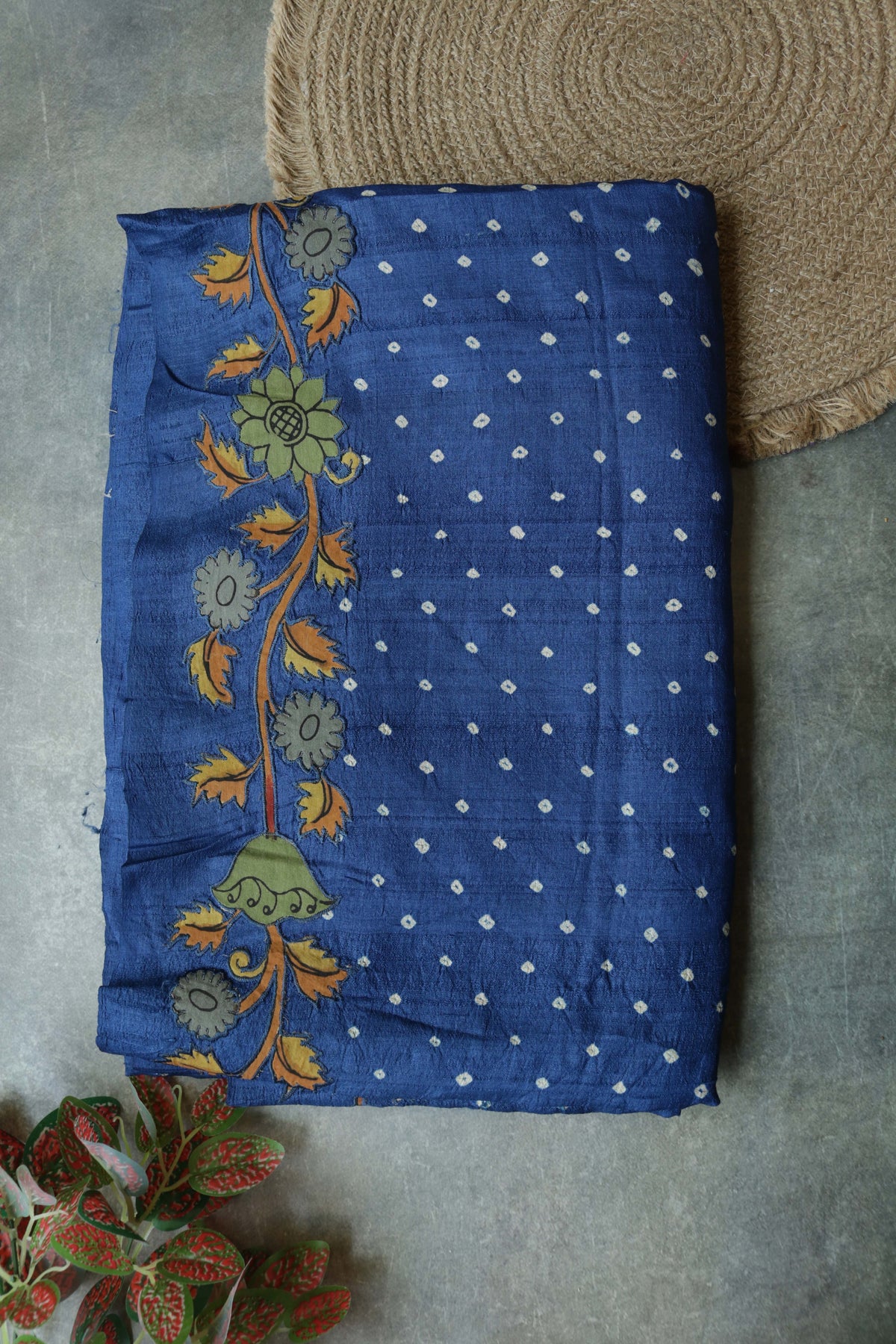 Royal Blue Tussar Silk Saree - Mokshaa