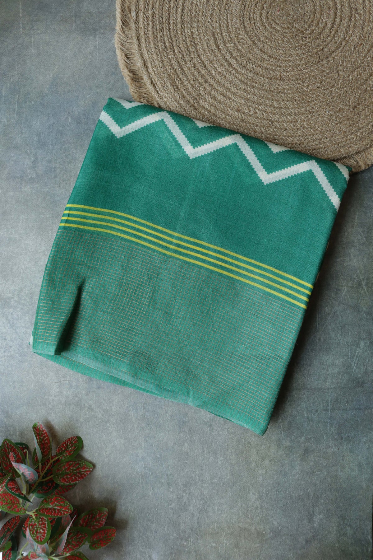 Emerald Green Soft Tussar Silk Saree - Mokshaa