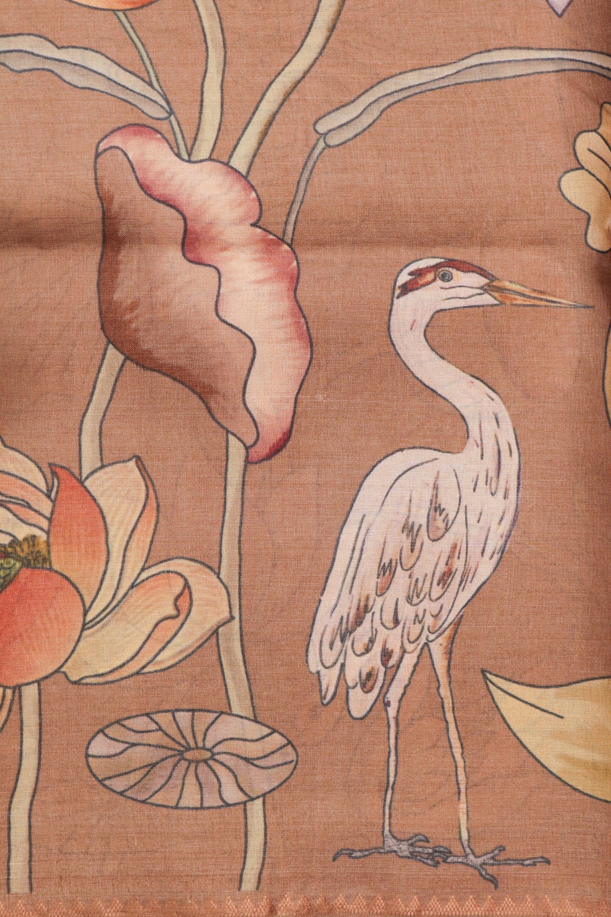 Peach Tussar Silk Saree