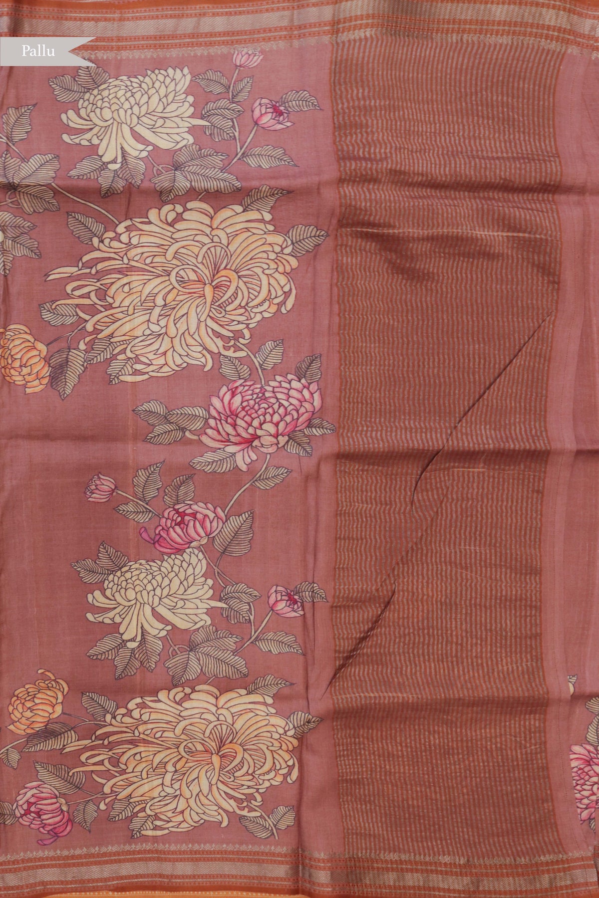 Dusty Rose Pink Tussar Silk Saree