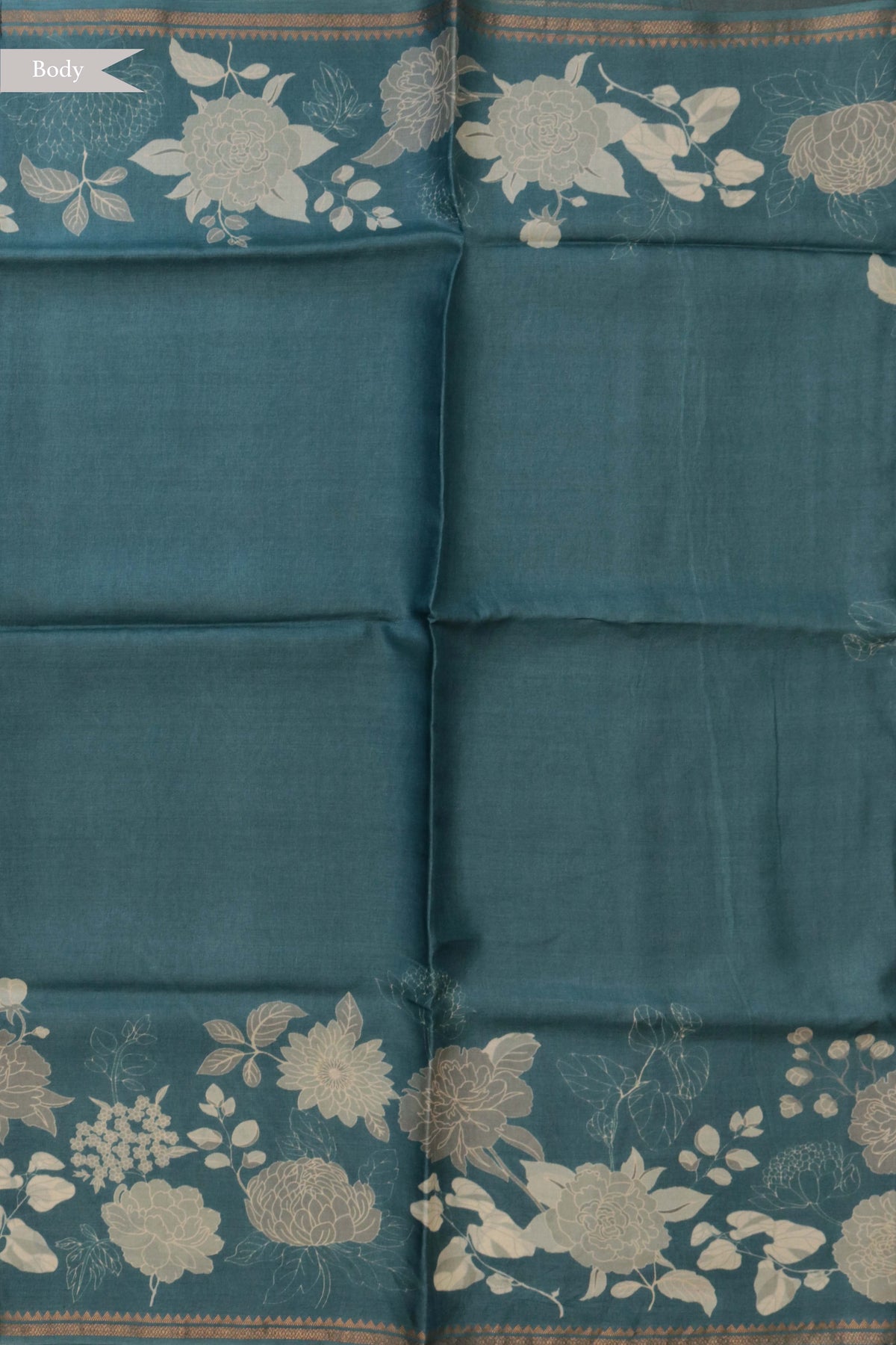 Teal Blue Tussar Silk Saree