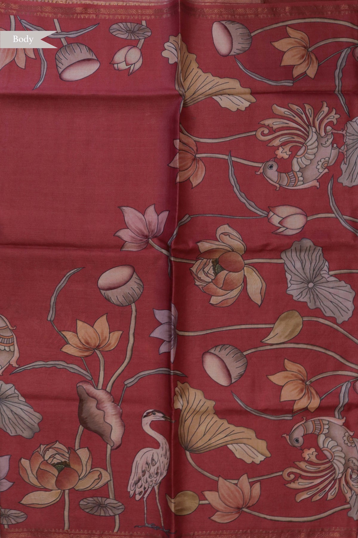 Rose Pink Tussar Silk Saree