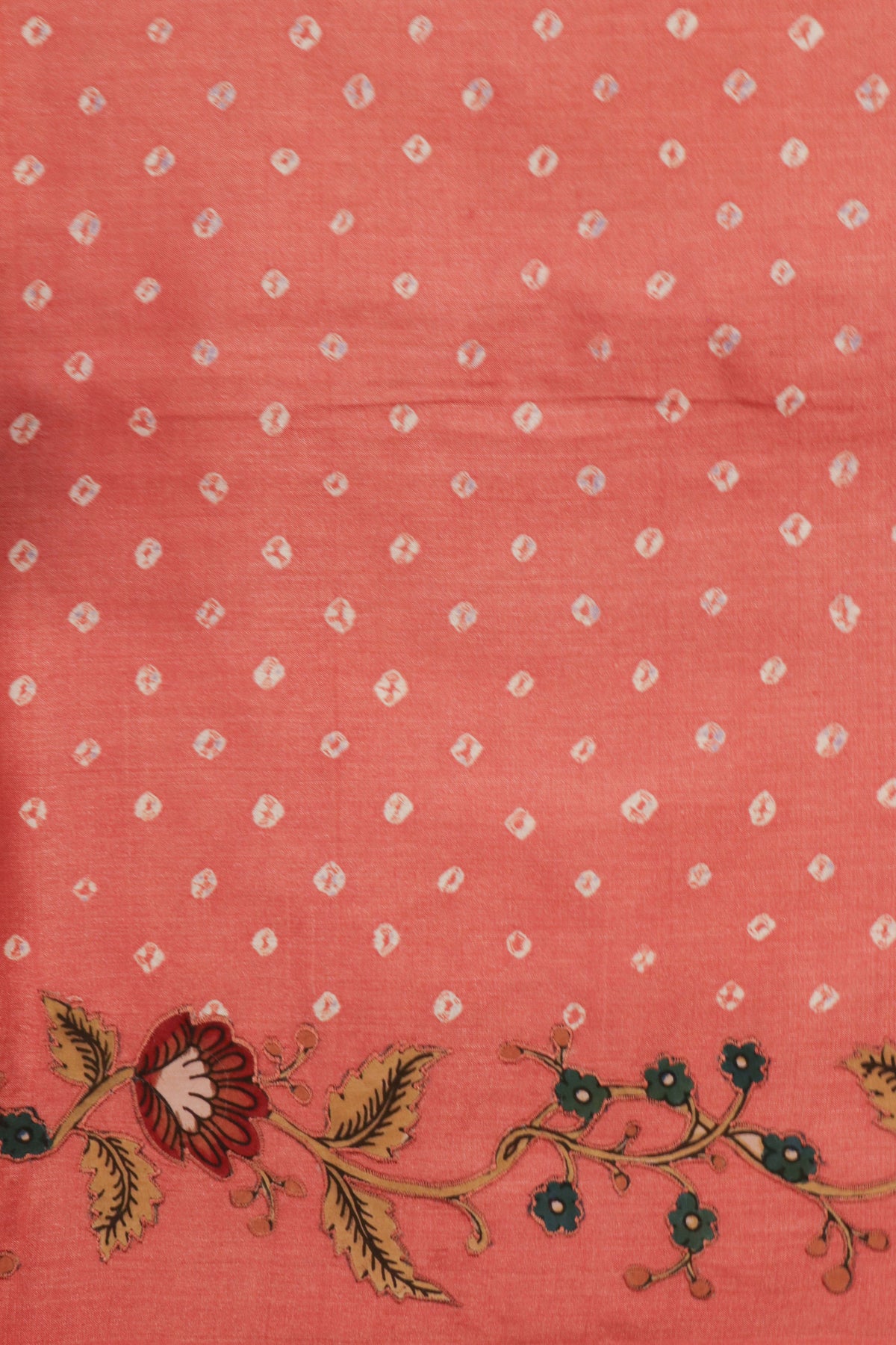 Coral Pink Tussar Silk Saree - Mokshaa