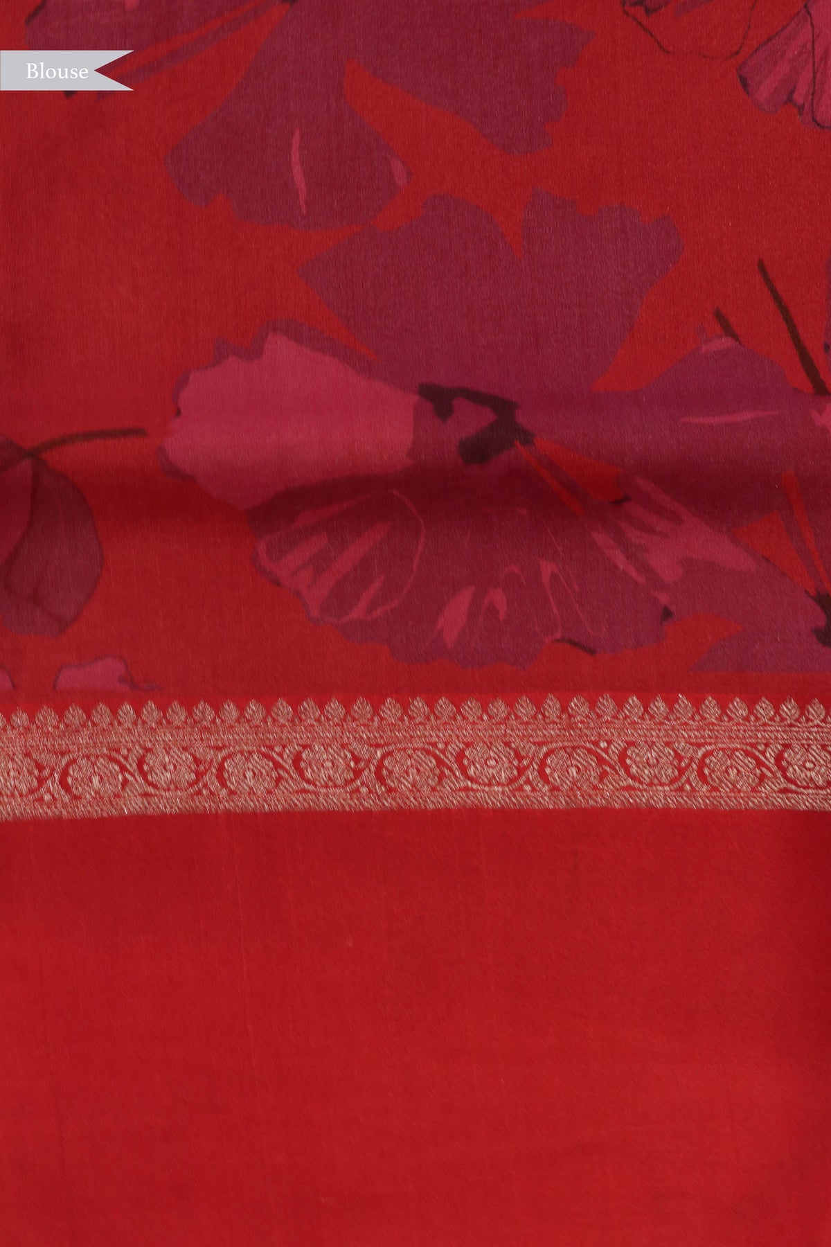 Red Floral Tussar Silk Saree